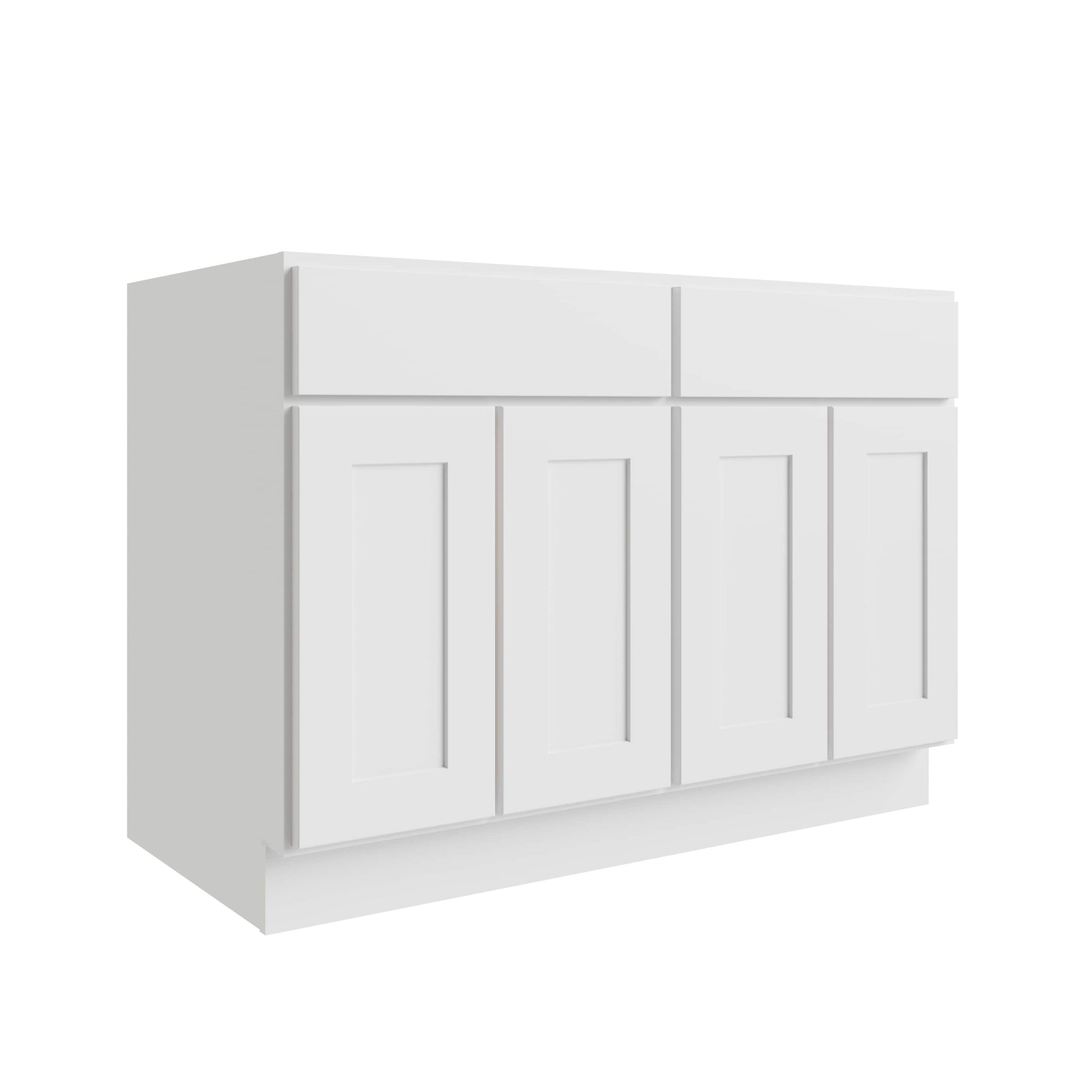 RELIABILT Parkstone 48-in W x 34.5-in H x 24-in D White 2-Drawers Base Fully Assembled Plywood Cabinet (Flat Panel Shaker Style)