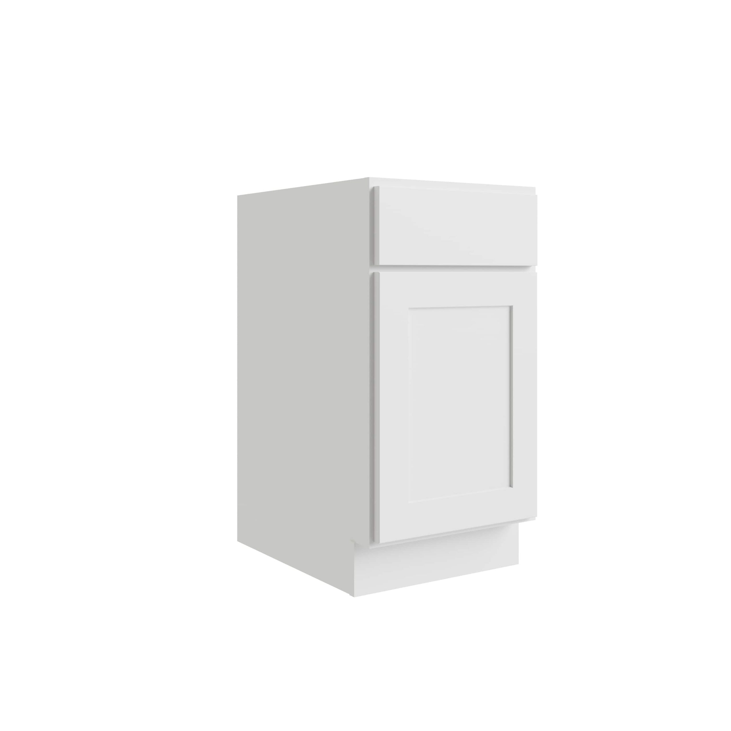 RELIABILT Parkstone 18-in W x 34.5-in H x 24-in D White 1-Drawer Base Fully Assembled Plywood Cabinet (Flat Panel Shaker Style)