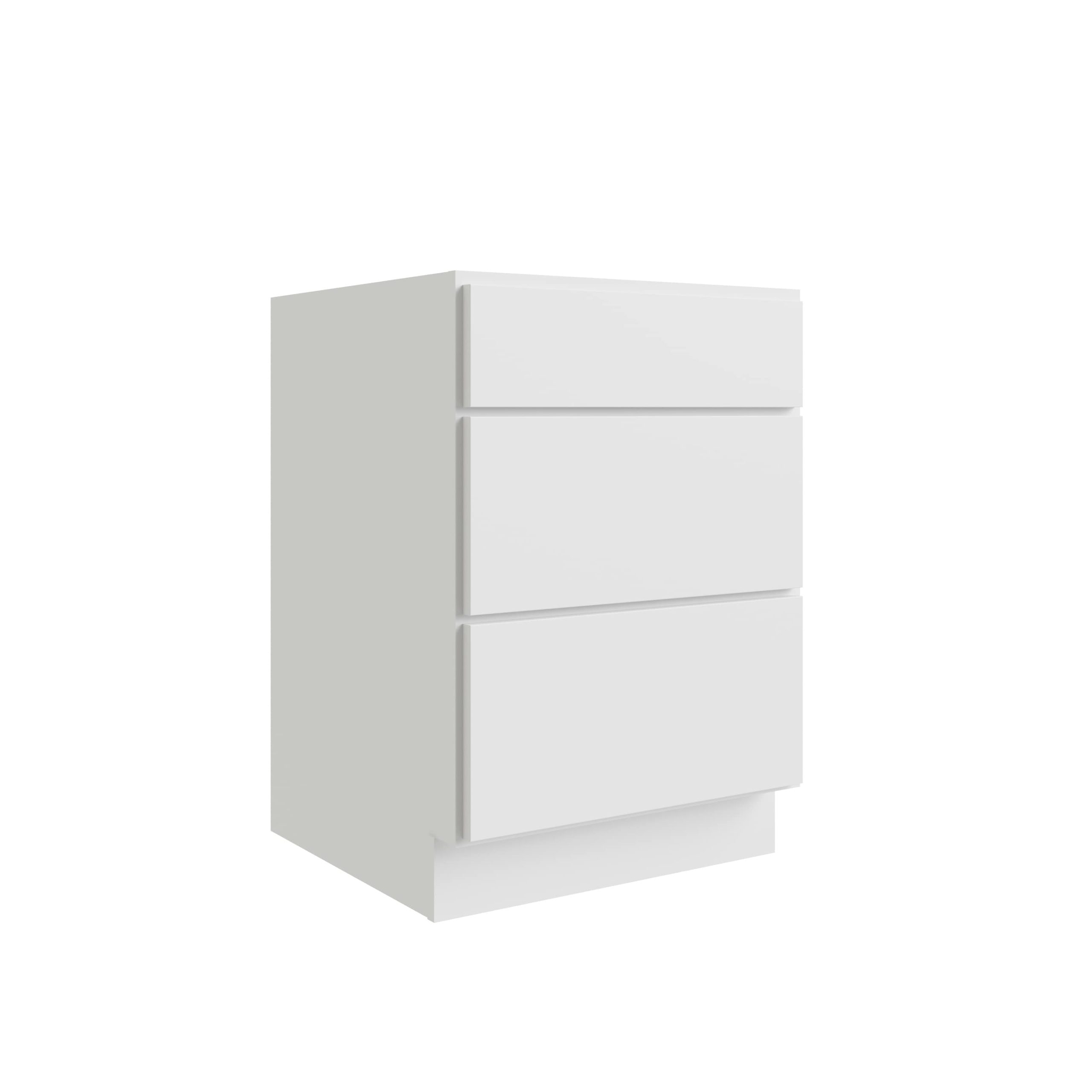 RELIABILT Parkstone 12-in W x 34.5-in H x 24-in D White 3-Drawer Base Fully Assembled Plywood Cabinet (Flat Panel Style)