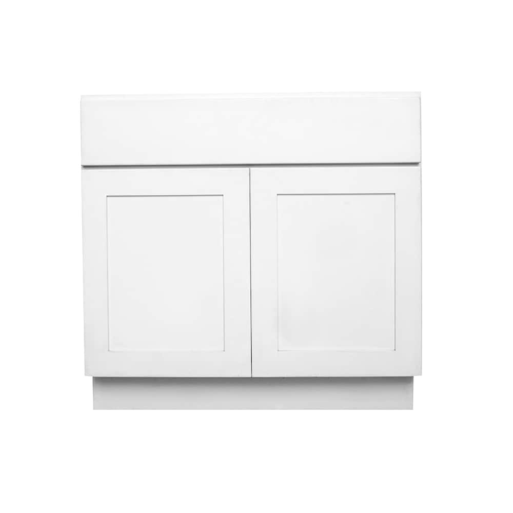 RELIABILT Fairplay 36-in W x 34.5-in H x 24-in D White 1-Drawer Base Ready To Assemble Plywood Cabinet (Recessed Panel Shaker Door Style)