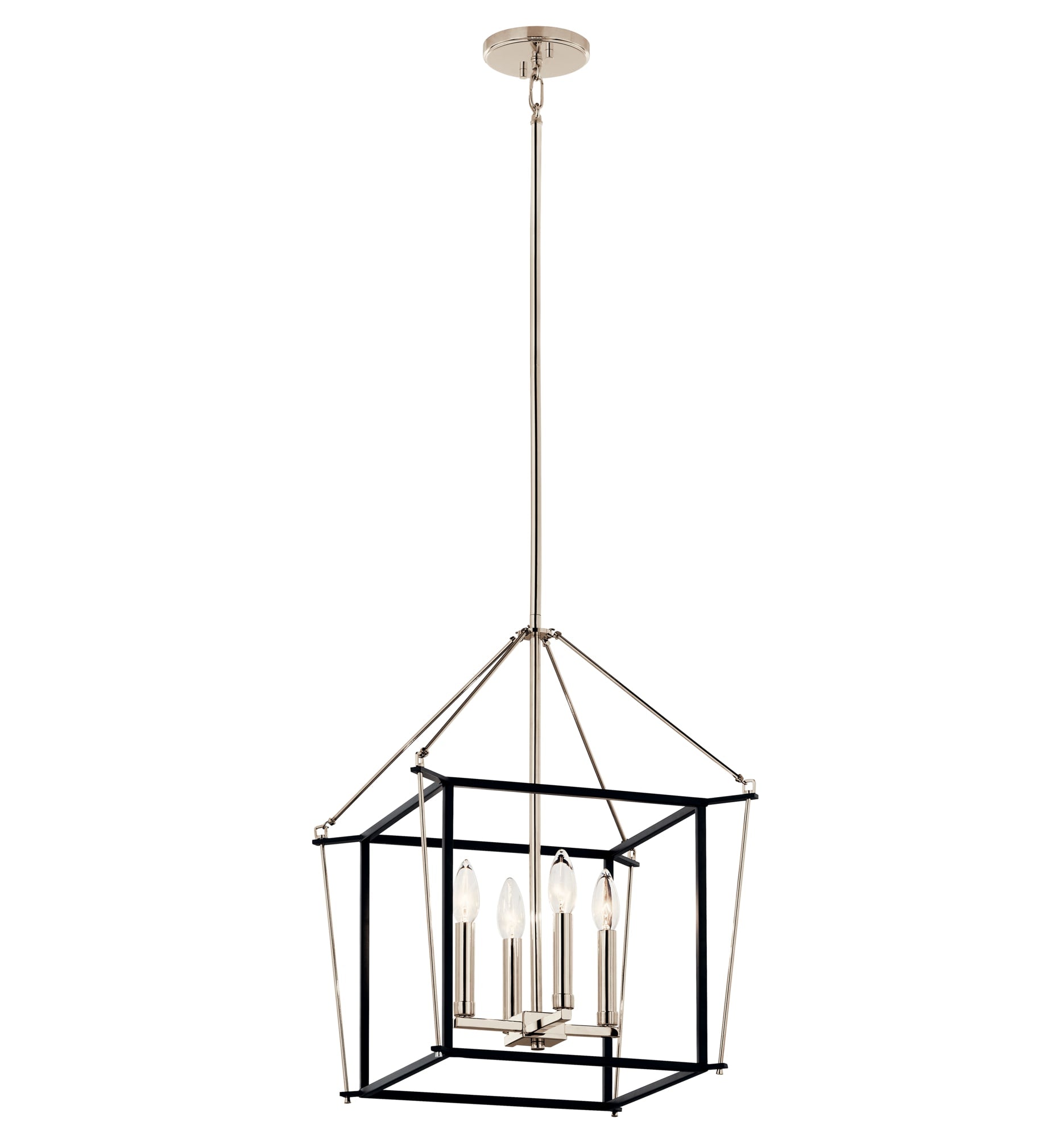 Kichler Eisley 4-Light Polished Nickel Modern/Contemporary Lantern Led, Medium Hanging Pendant Light