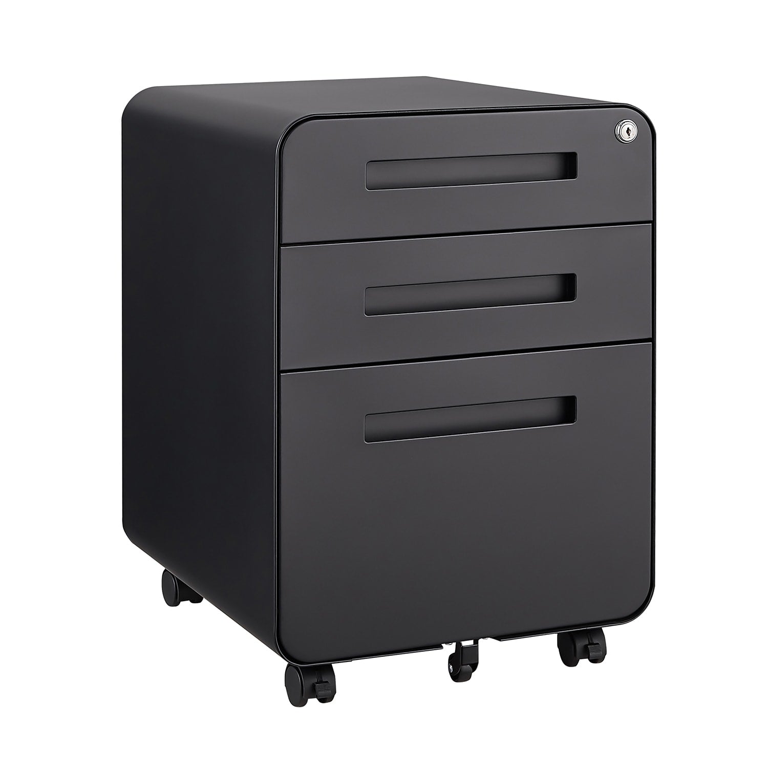 SINOFURN Black 3-Drawer 15.8-in File Cabinet