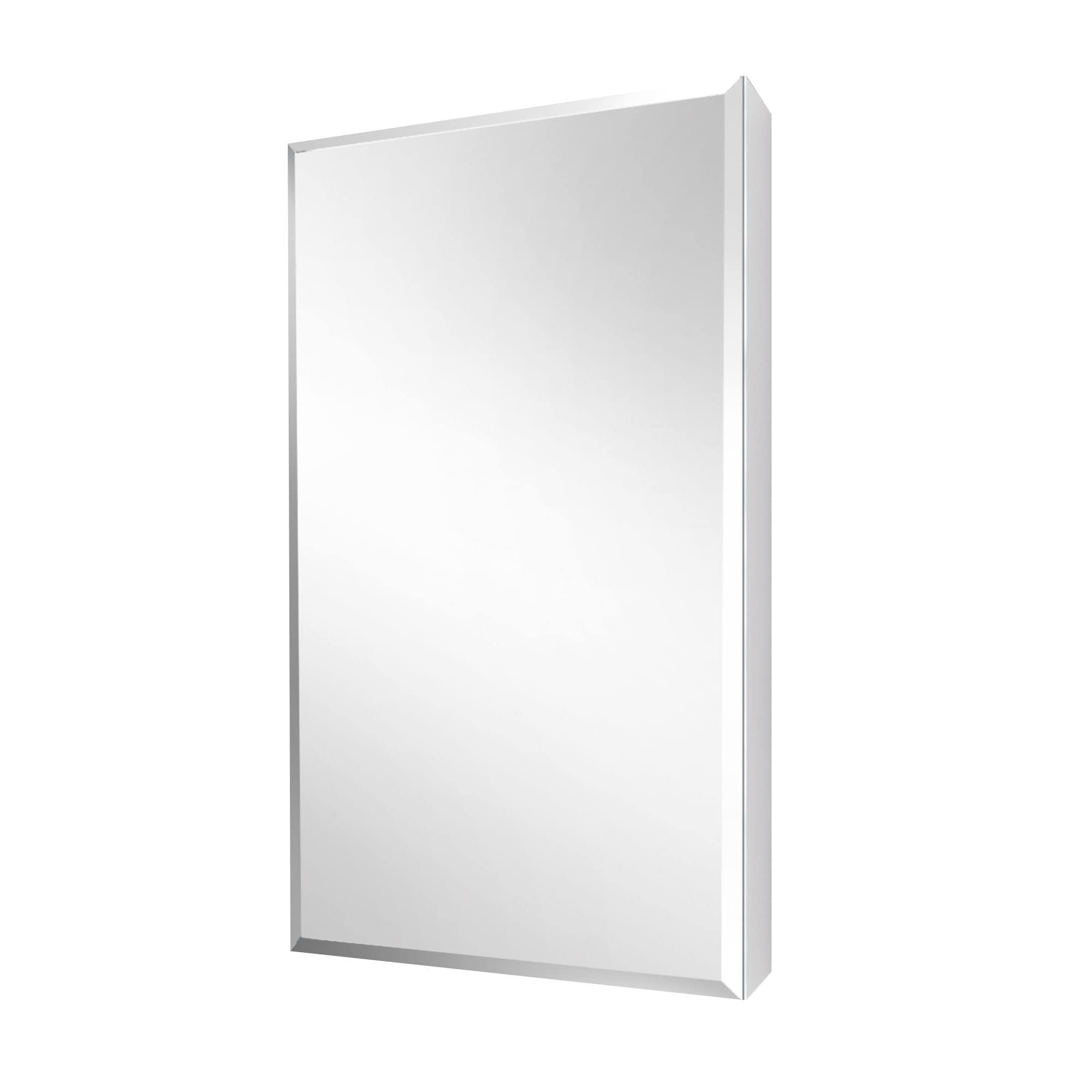 WELLFOR 15-in x 26-in Surface/Recessed Mount Aluminium Mirrored Soft Close Medicine Cabinet