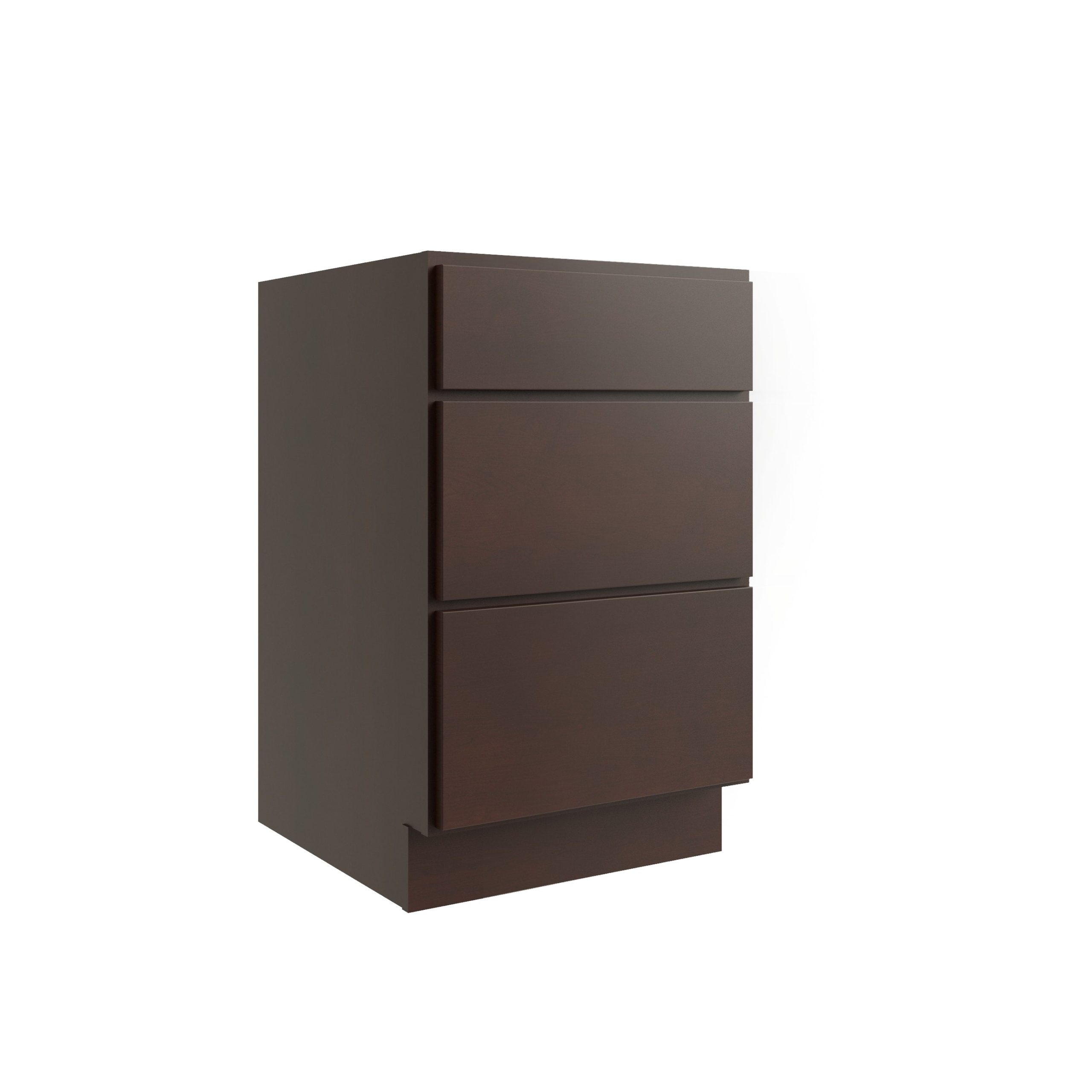 RELIABILT Parkstone 18-in W x 34.5-in H x 24-in D Espresso 3-Drawer Base Fully Assembled Plywood Cabinet (Flat Panel Style)