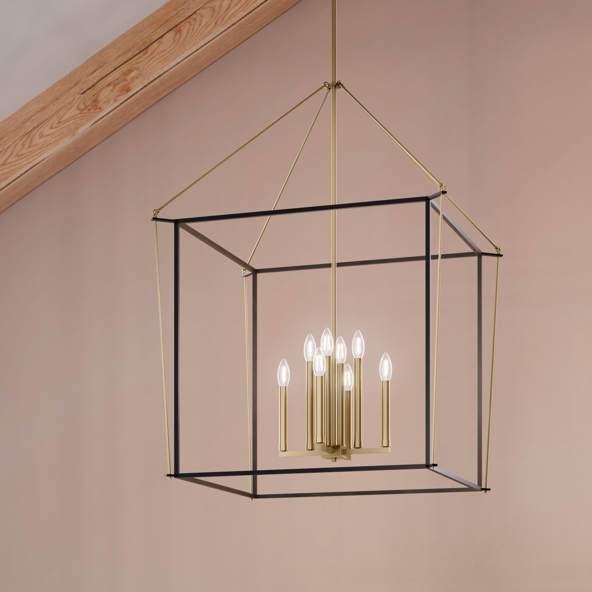 Kichler Eisley 8-Light Champagne Bronze Modern/Contemporary Lantern Led, Large Hanging Pendant Light