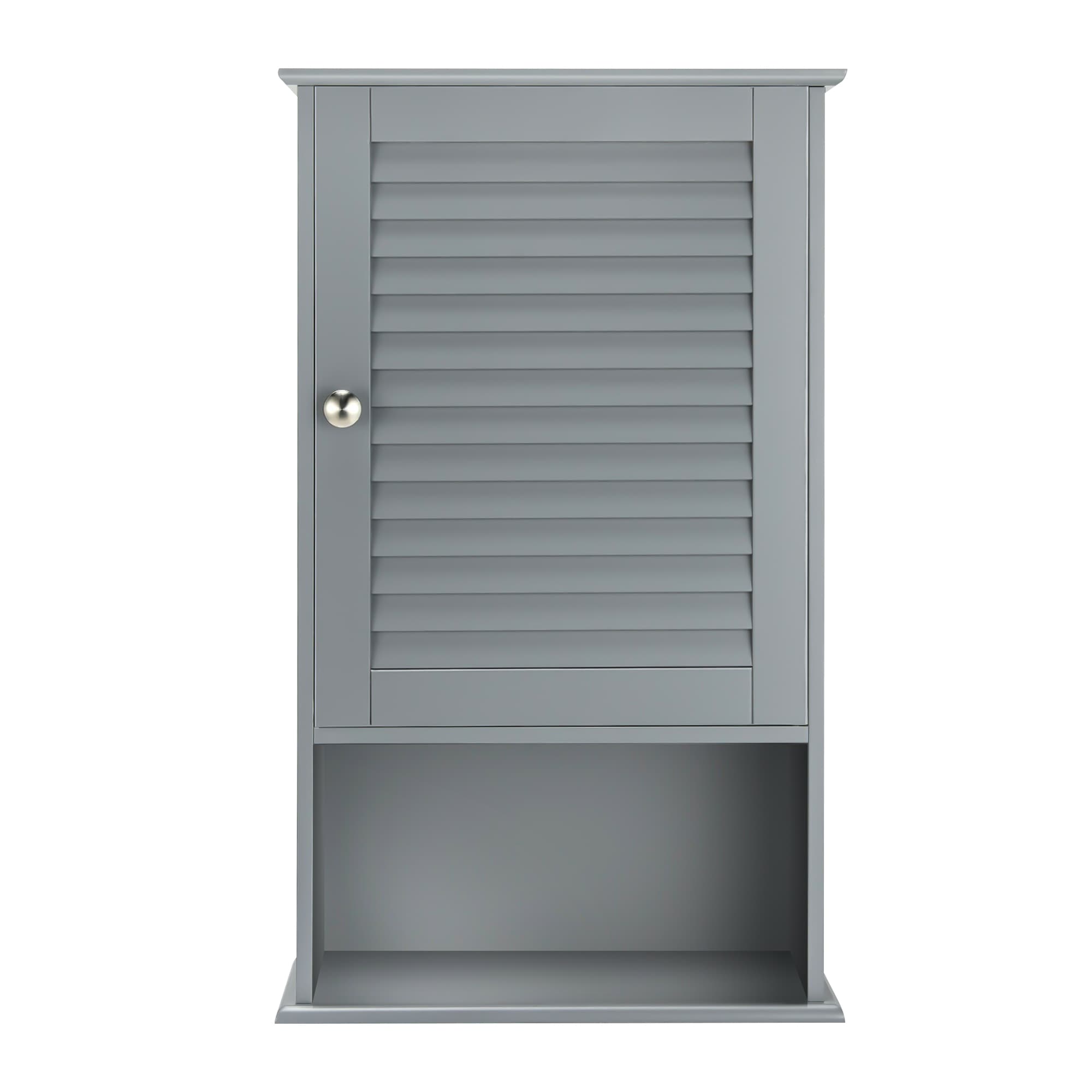 WELLFOR 16.5-in x 27.5-in x 6.5-in Gray Bathroom Wall Cabinet