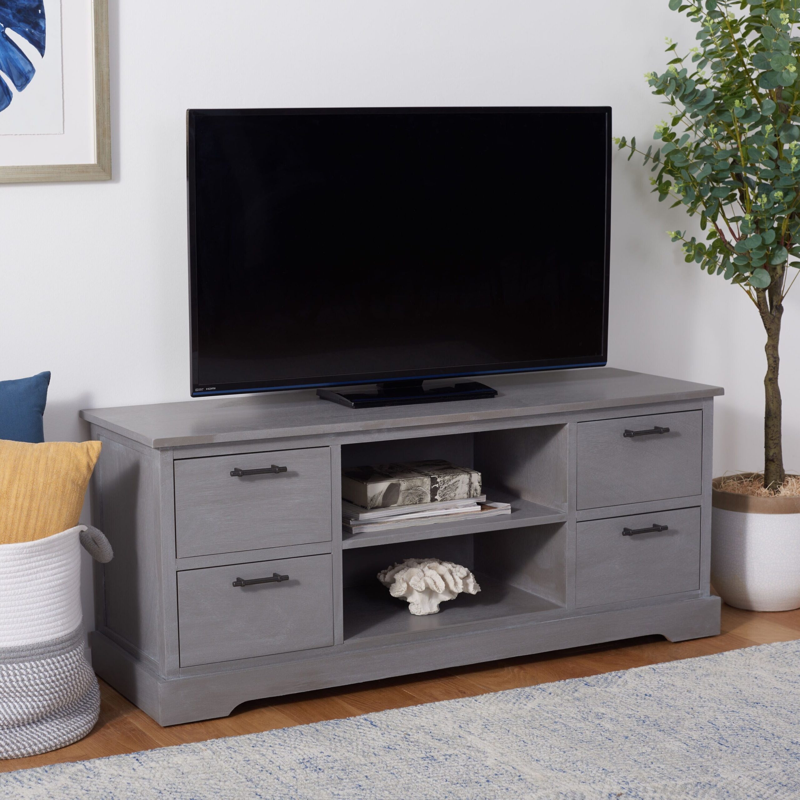 Safavieh Filbert White Washed Grey Traditional Mdf Media Cabinet