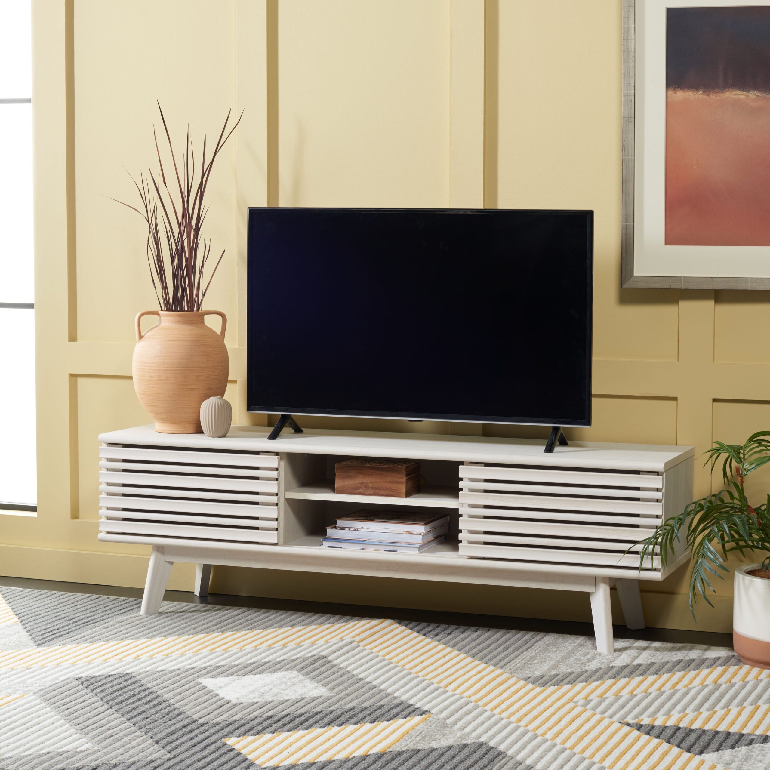 Safavieh Esma Bleached White Casual Mdf Media Cabinet