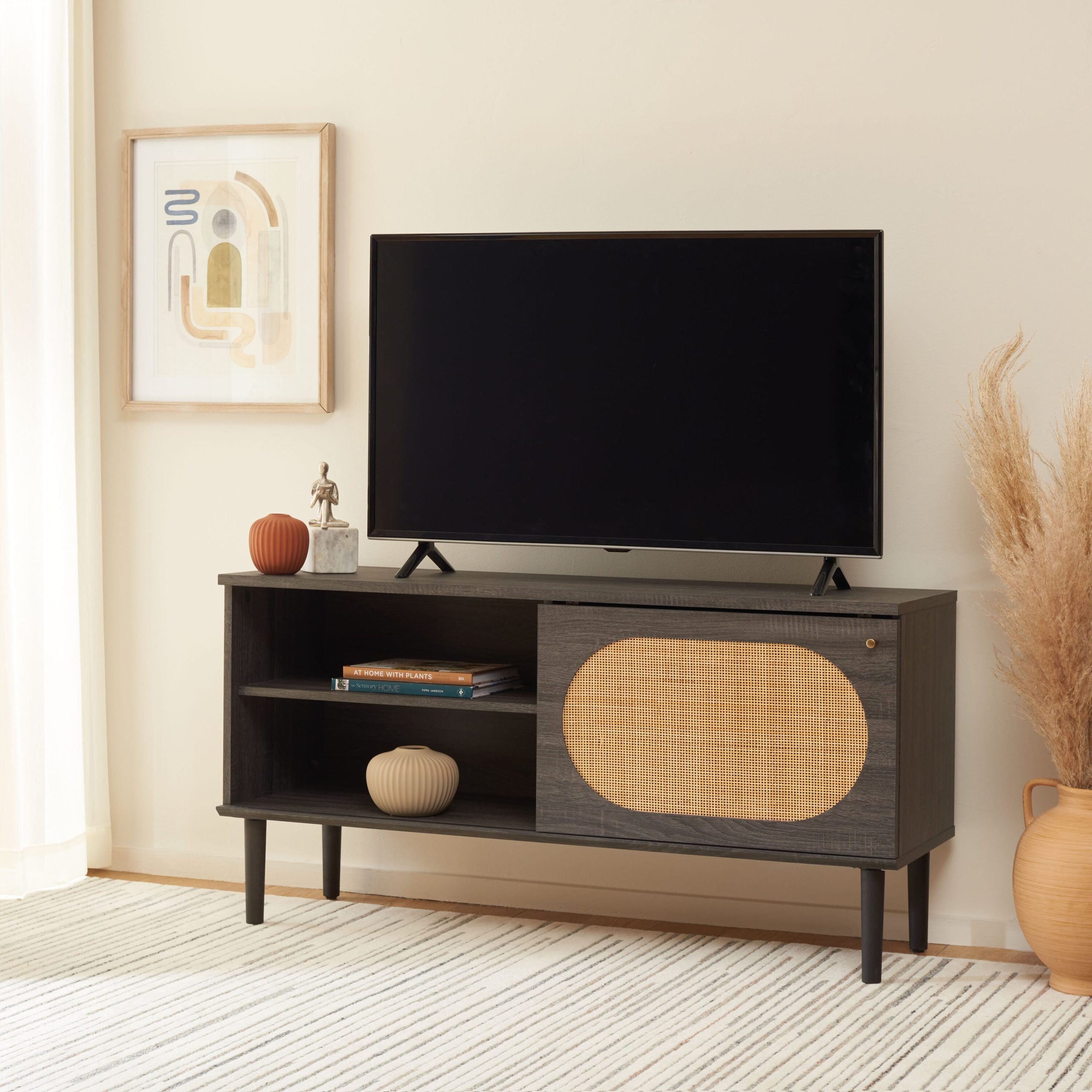 Safavieh Claude Distressed Black Coastal Mdf Media Cabinet