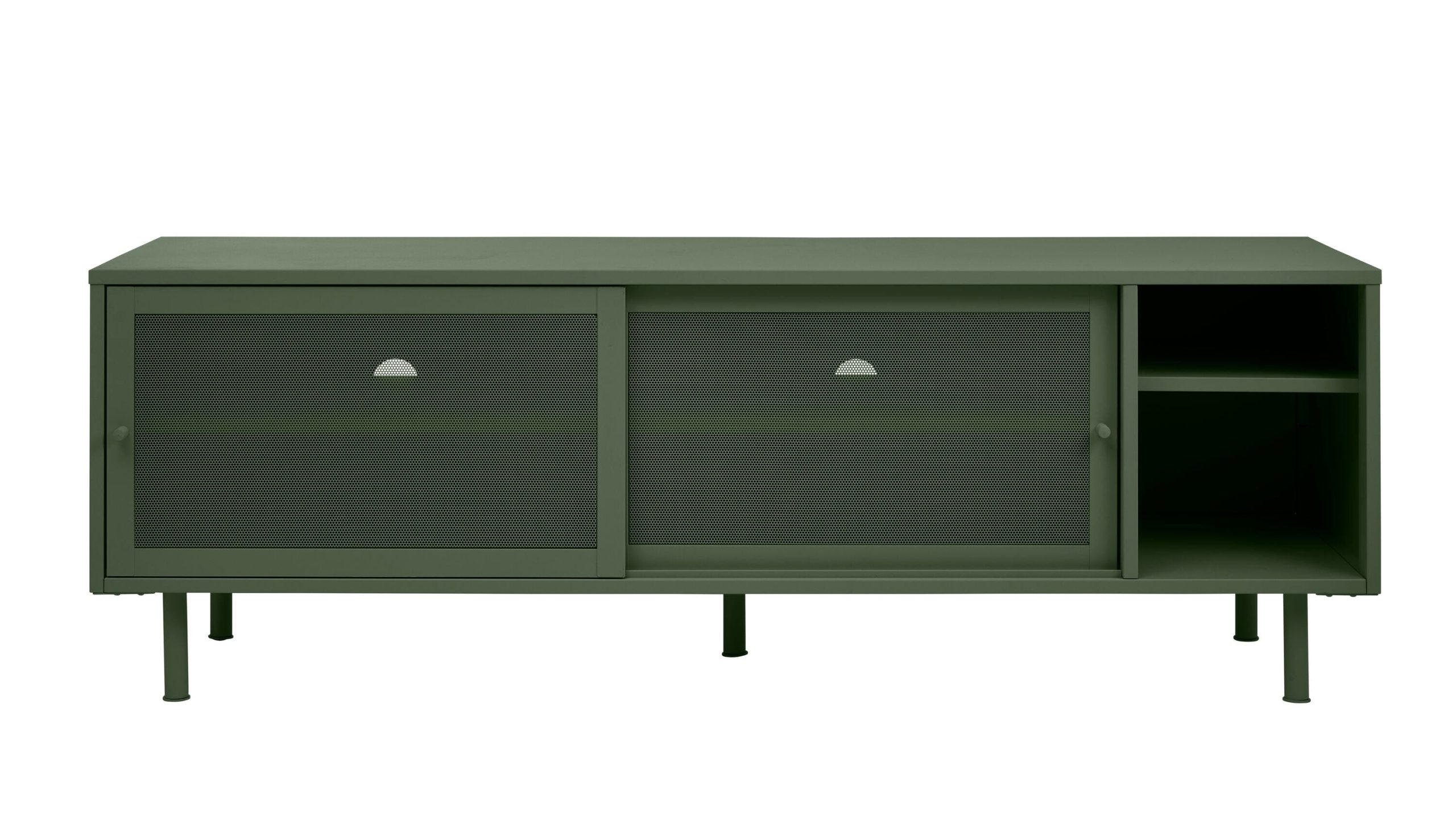 Olive Green Contemporary/Modern Metal Media Cabinet