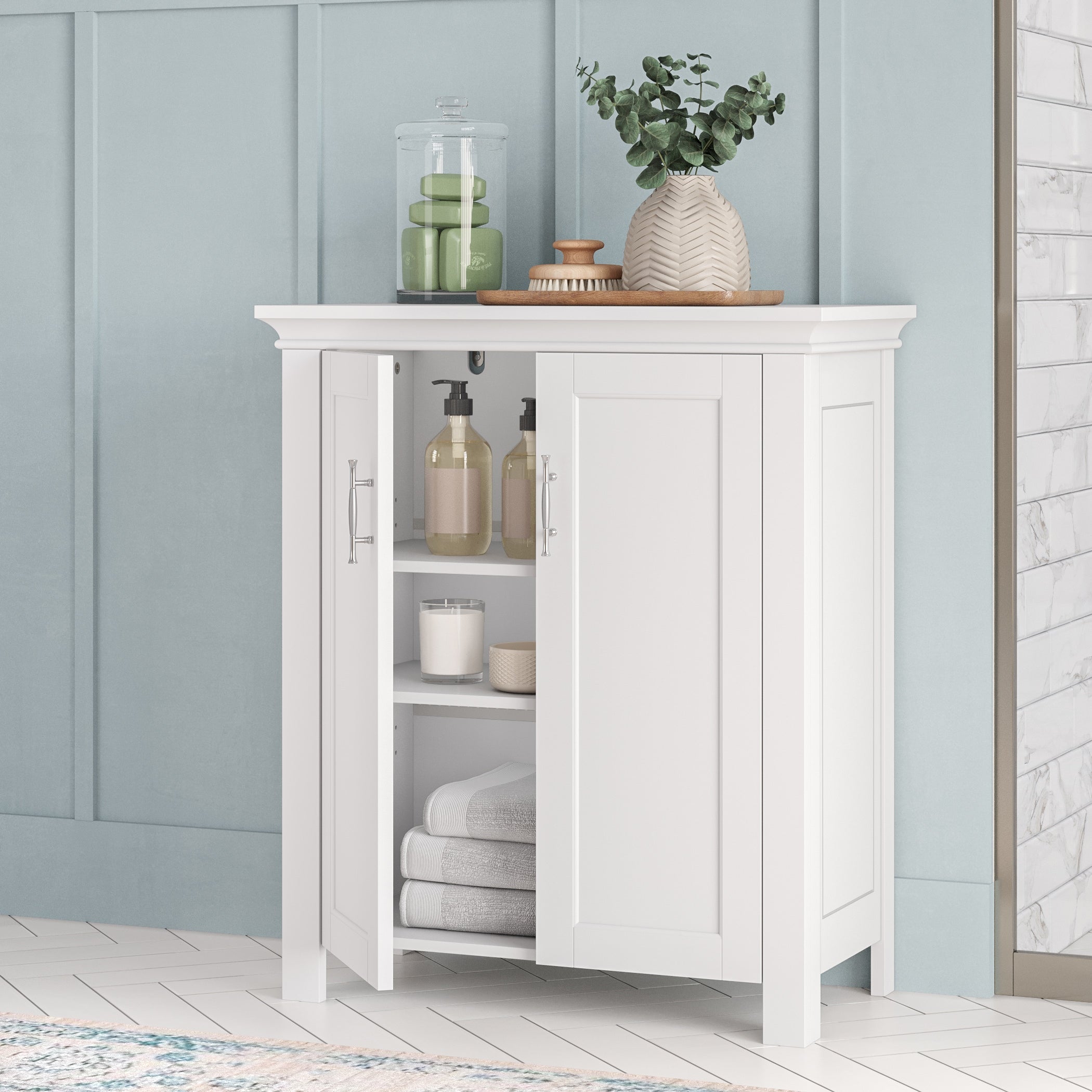 RiverRidge Somerset 23.75-in x 27.63-in x 11.81-in White Freestanding Linen Cabinet
