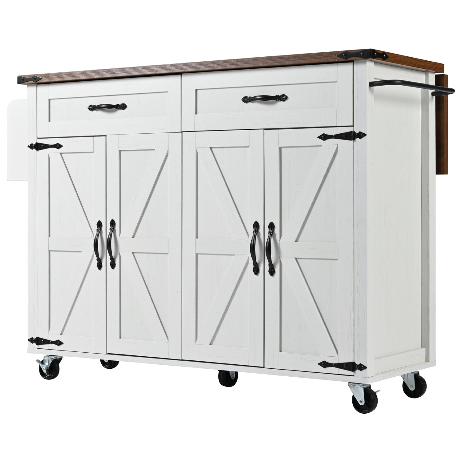 SINOFURN White Mdf Base with Mdf Top Rolling Kitchen Cart (17.7-in x 53.5-in x 36.5-in)