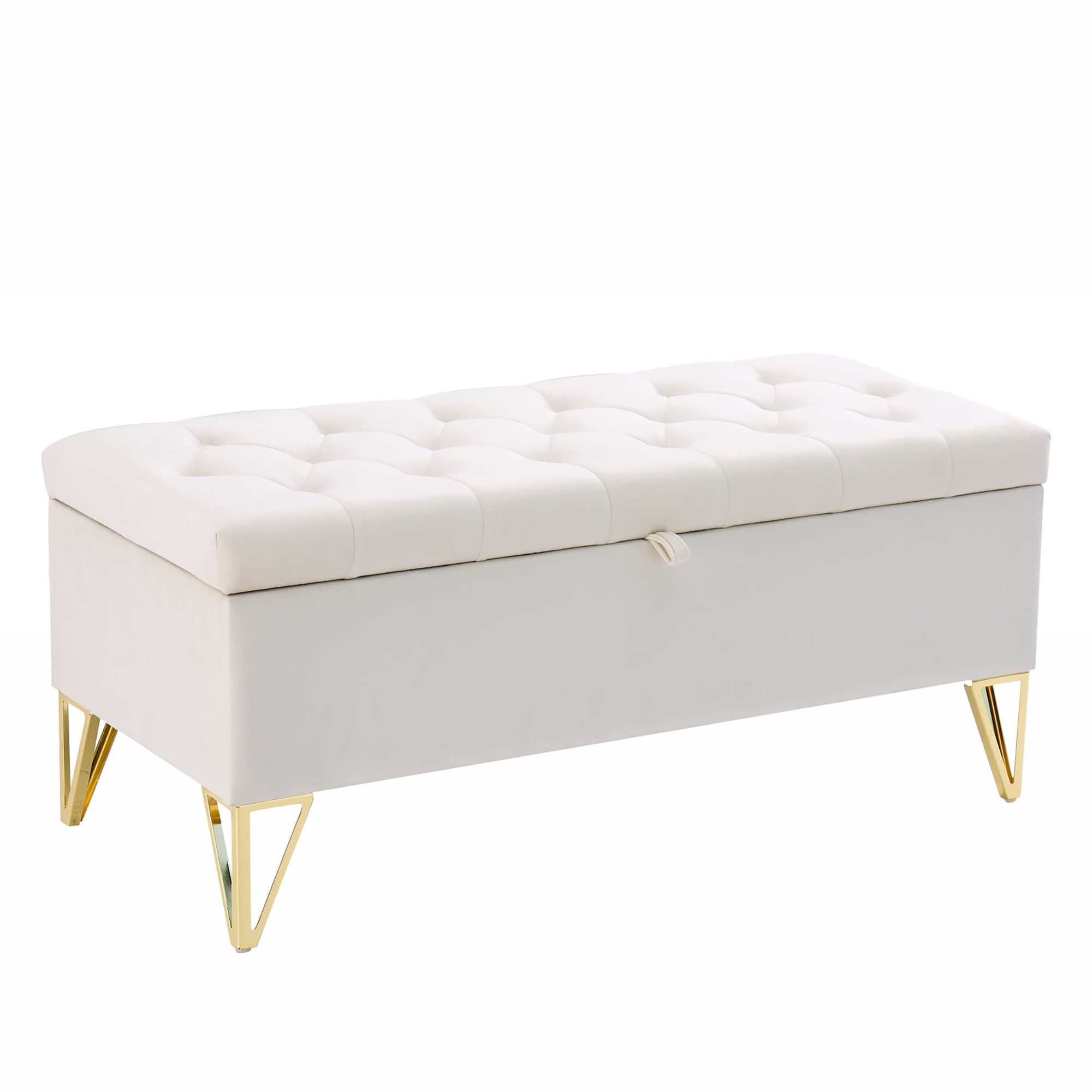 GZMR Modern Beige Storage Bench with Storage 38-in x 17-in