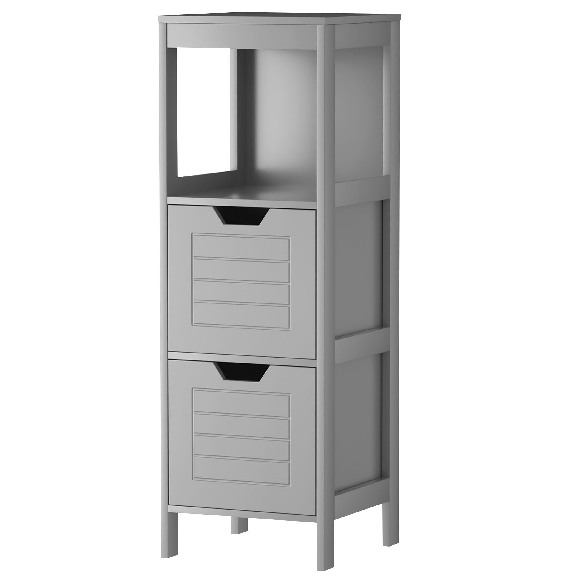 WELLFOR 12-in x 35-in x 11-in Gray Freestanding Corner Linen Cabinet