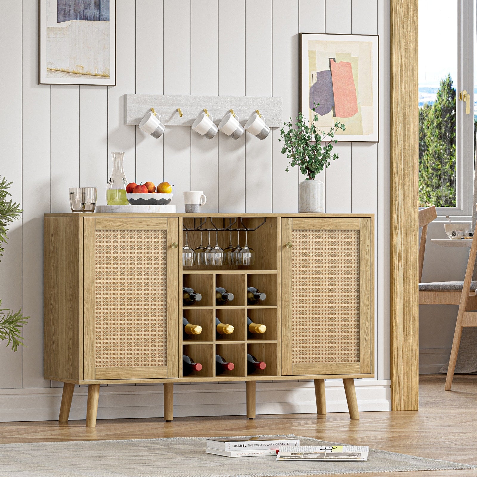 Delarpo 200-Bottle Oak Wood Wine Cabinet