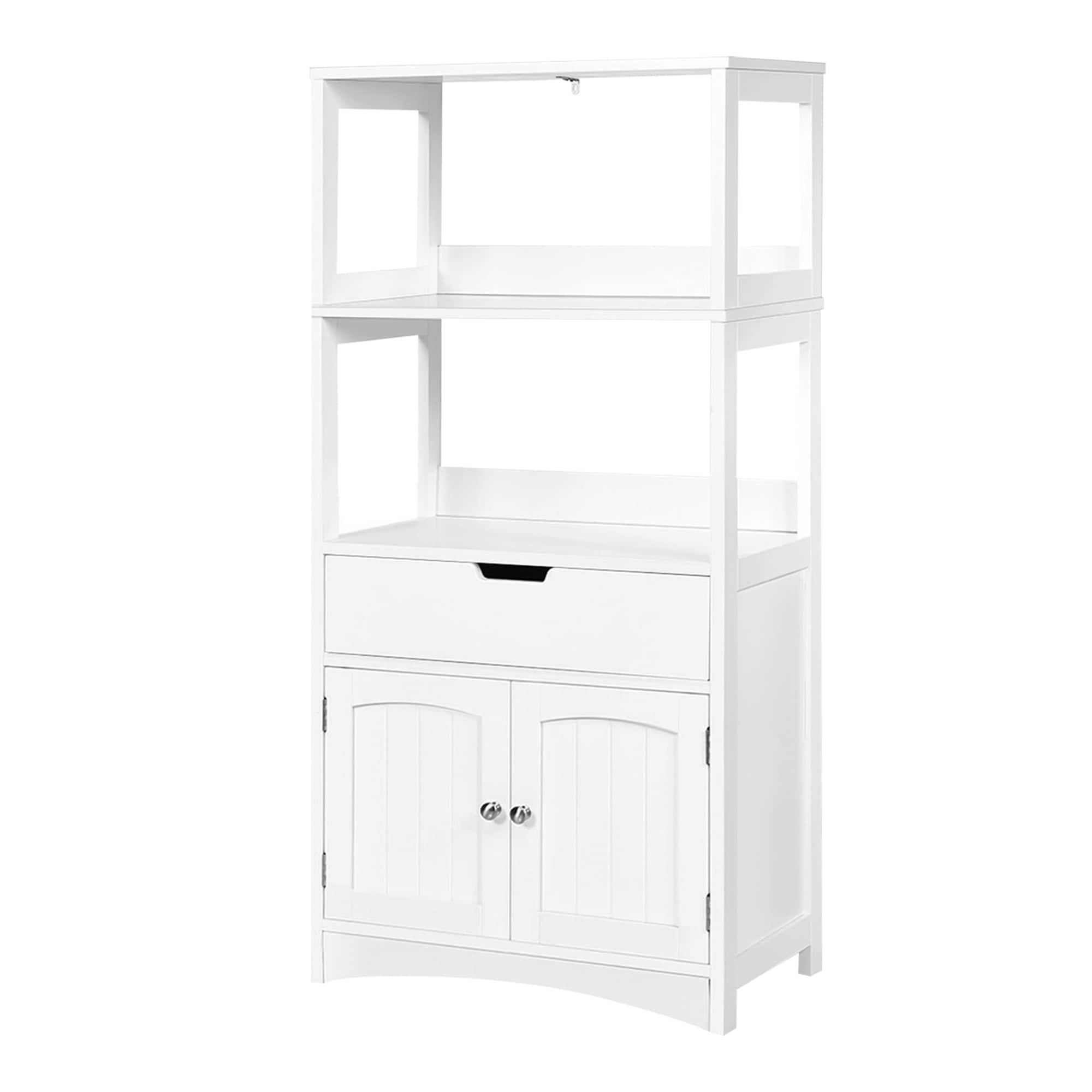 WELLFOR 24-in x 48-in x 13-in White Freestanding Linen Cabinet