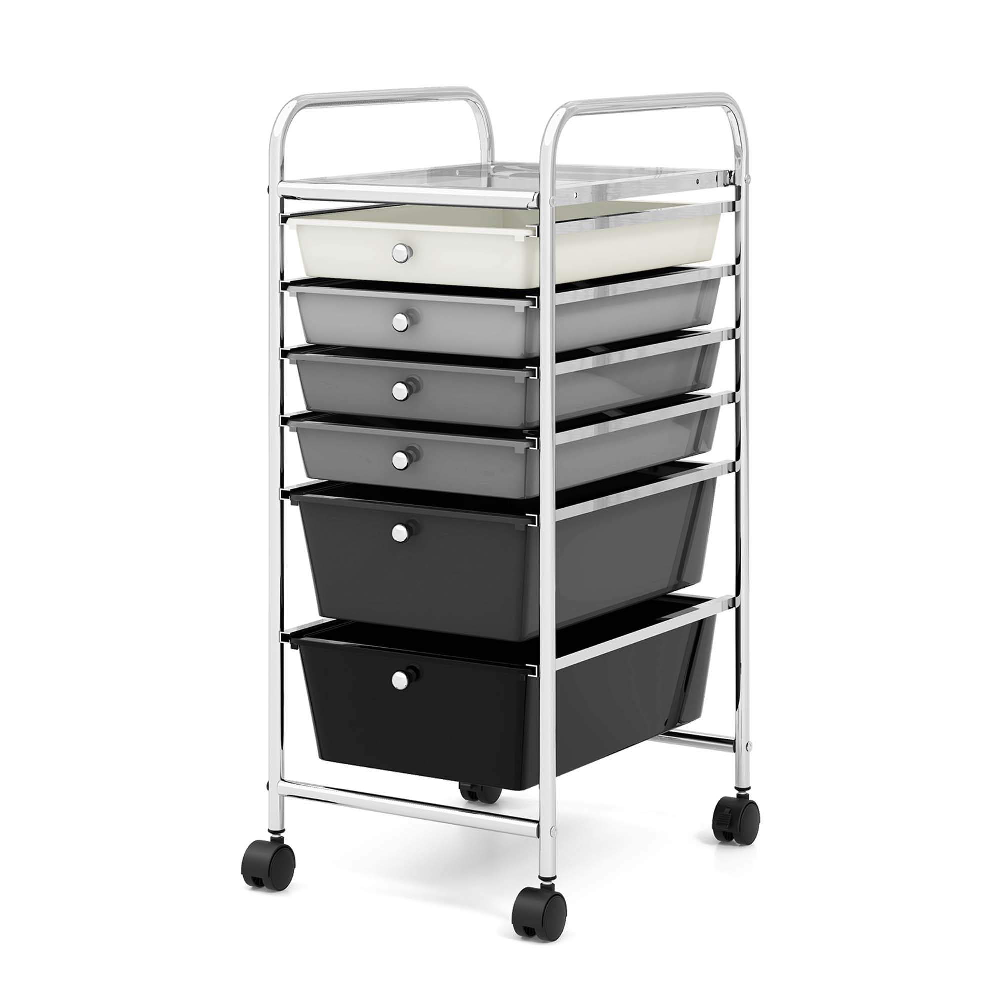 Costway White Metal Base with Plastic Metal Top Rolling Kitchen Cart (17-in x 13.5-in x 30-in)
