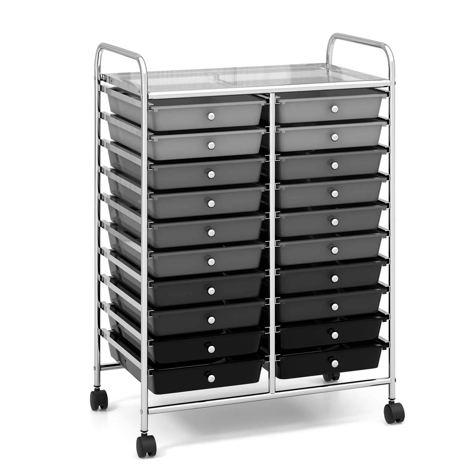 Costway Chrome Metal Base with Plastic Top Rolling Kitchen Cart (15-in x 25-in x 35-in)