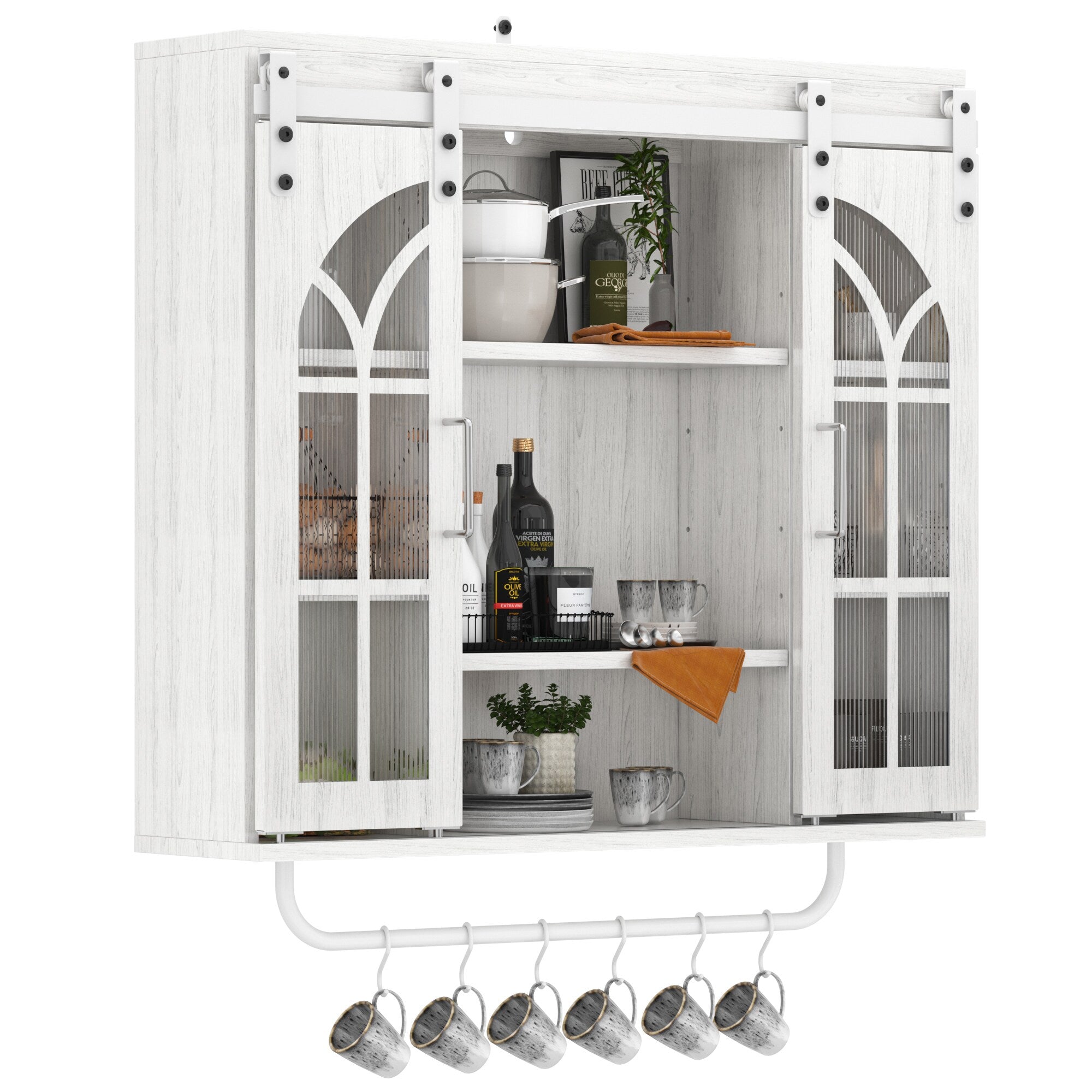 GZMR Rustic Particle Board Wood China Cabinet