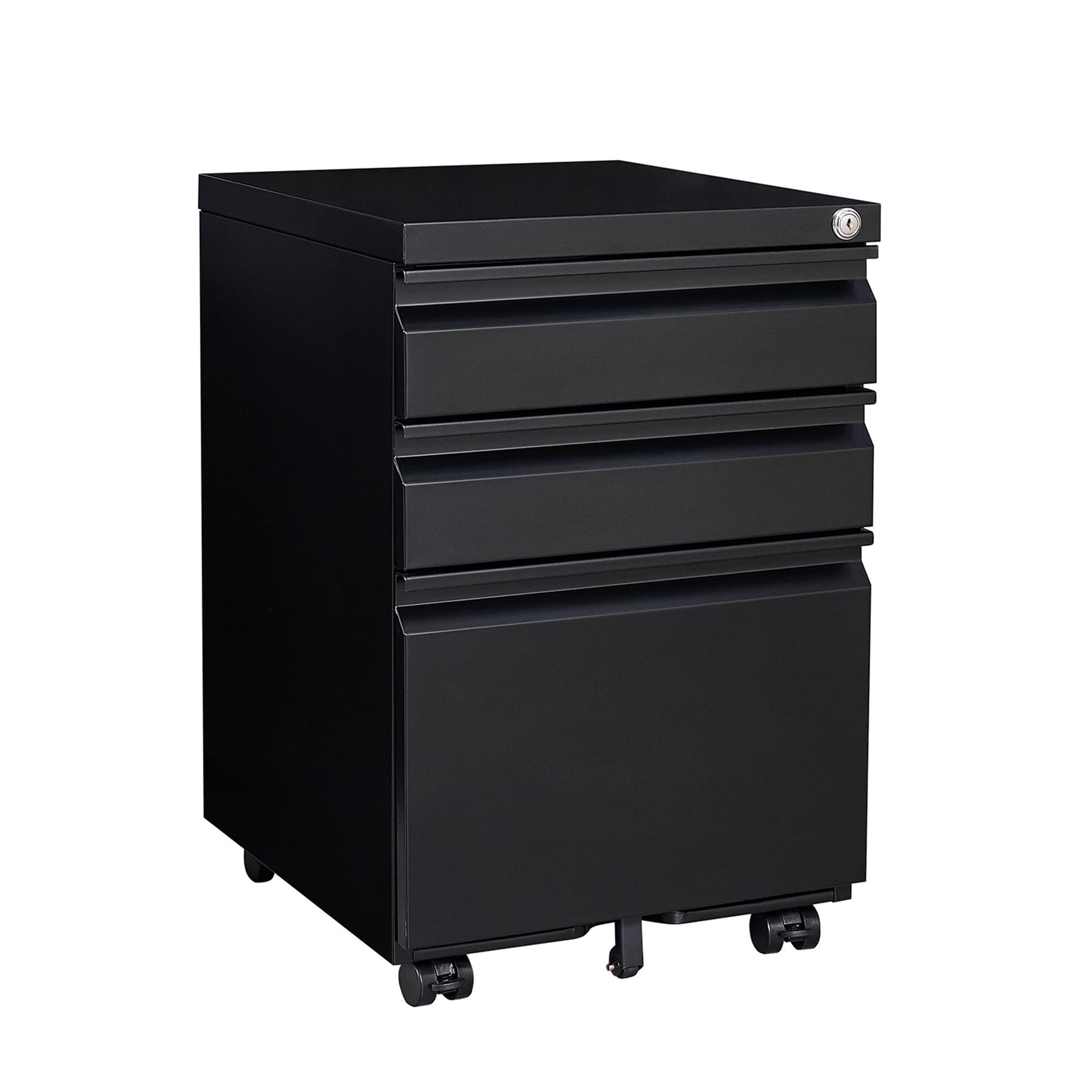 SINOFURN Black 3-Drawer 15.4-in File Cabinet