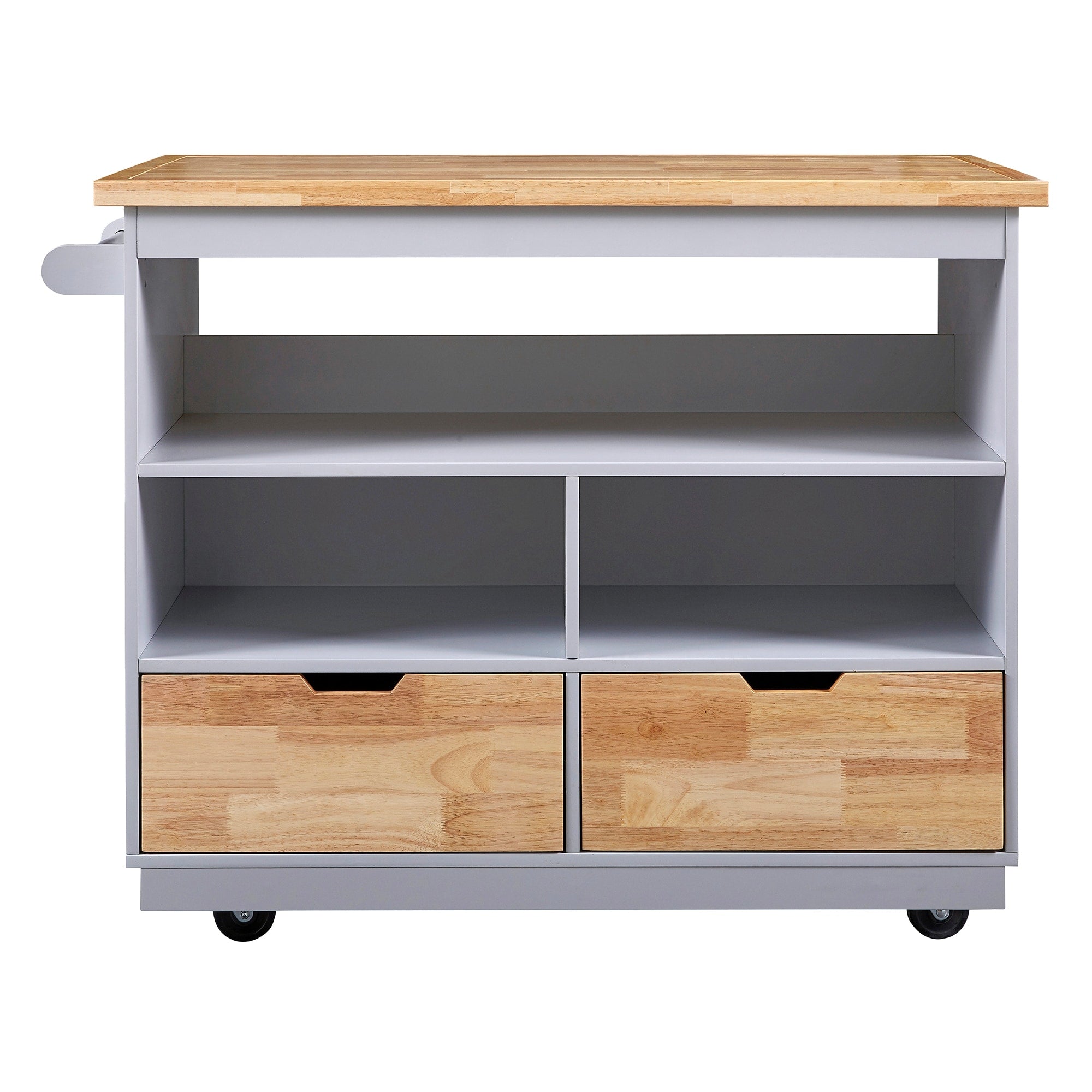 SINOFURN Gray Mdf Base with Wood Top Rolling Kitchen Cart (21.7-in x 43.3-in x 35.6-in)