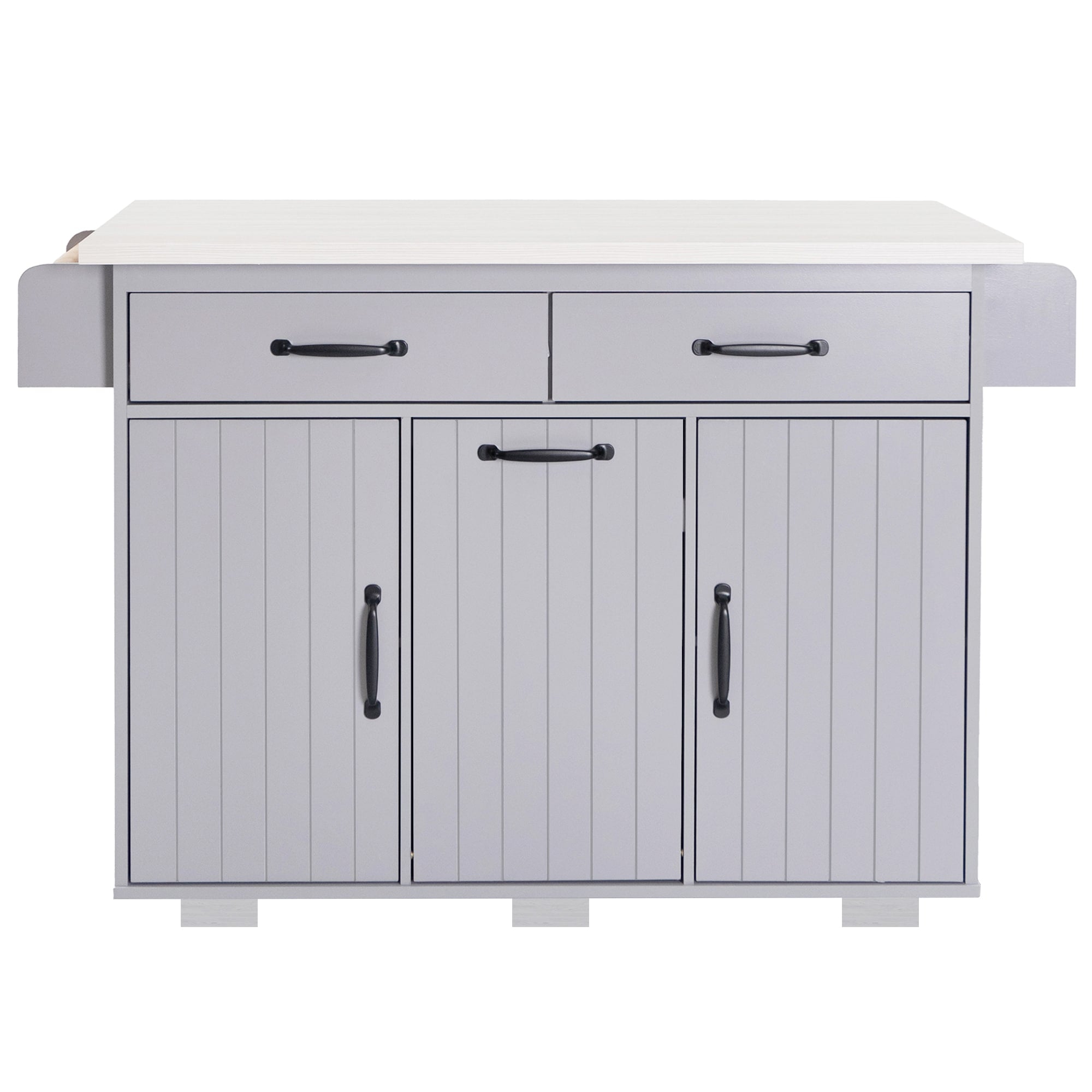 SINOFURN Gray Mdf Base with Mdf Wood Top Rolling Kitchen Cart (20.6-in x 51-in x 35-in)