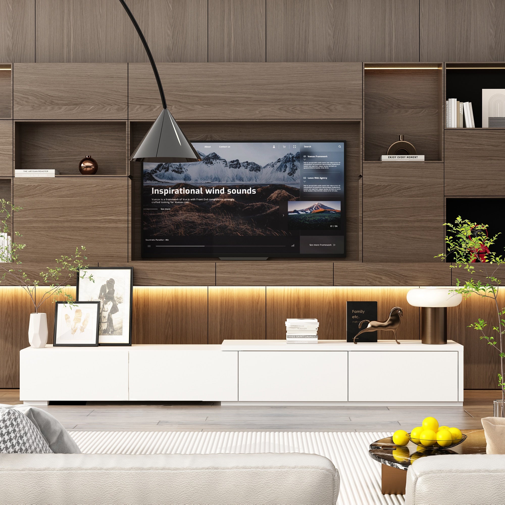 FUFU&GAGA Modern/Contemporary White Tv Cabinet Integrated Tv Mount (Accommodates TVs up to 80-in)