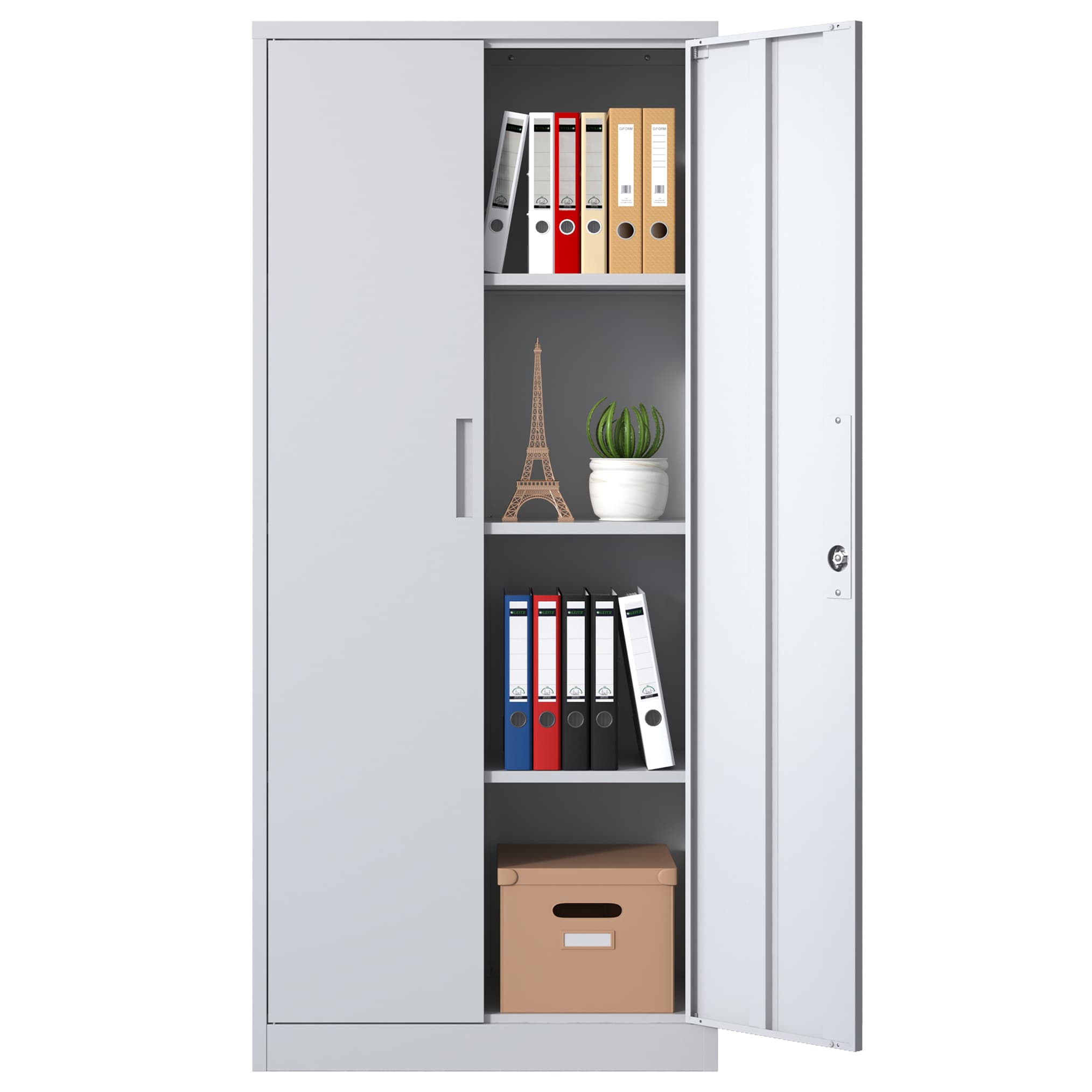 Kahomvis White 3-Shelf Office Cabinet