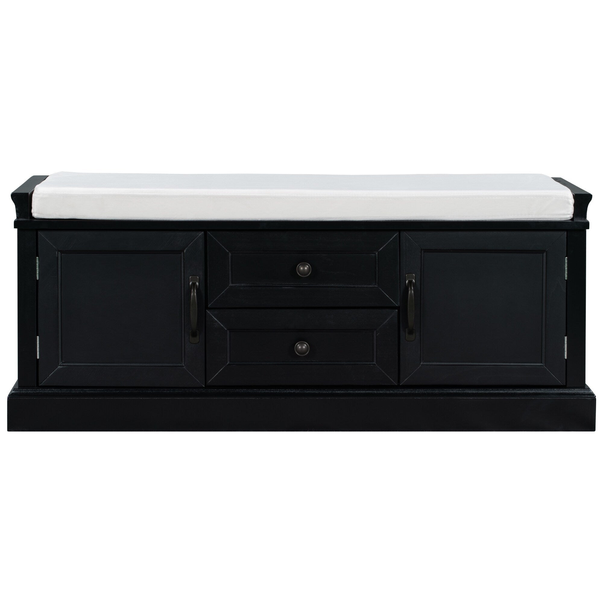 SINOFURN Rustic Black Accent Bench with Storage Bench 42.5-in x 15.1-in x 17.5-in