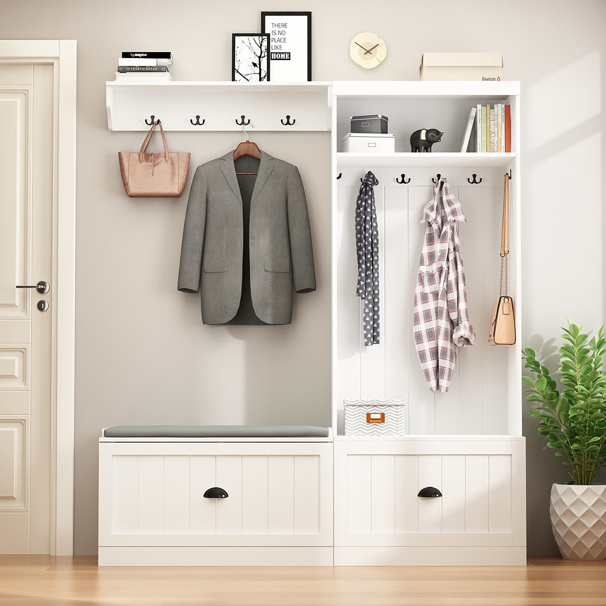 FUFU&GAGA Modern 27.7-in White Composite Hall Tree