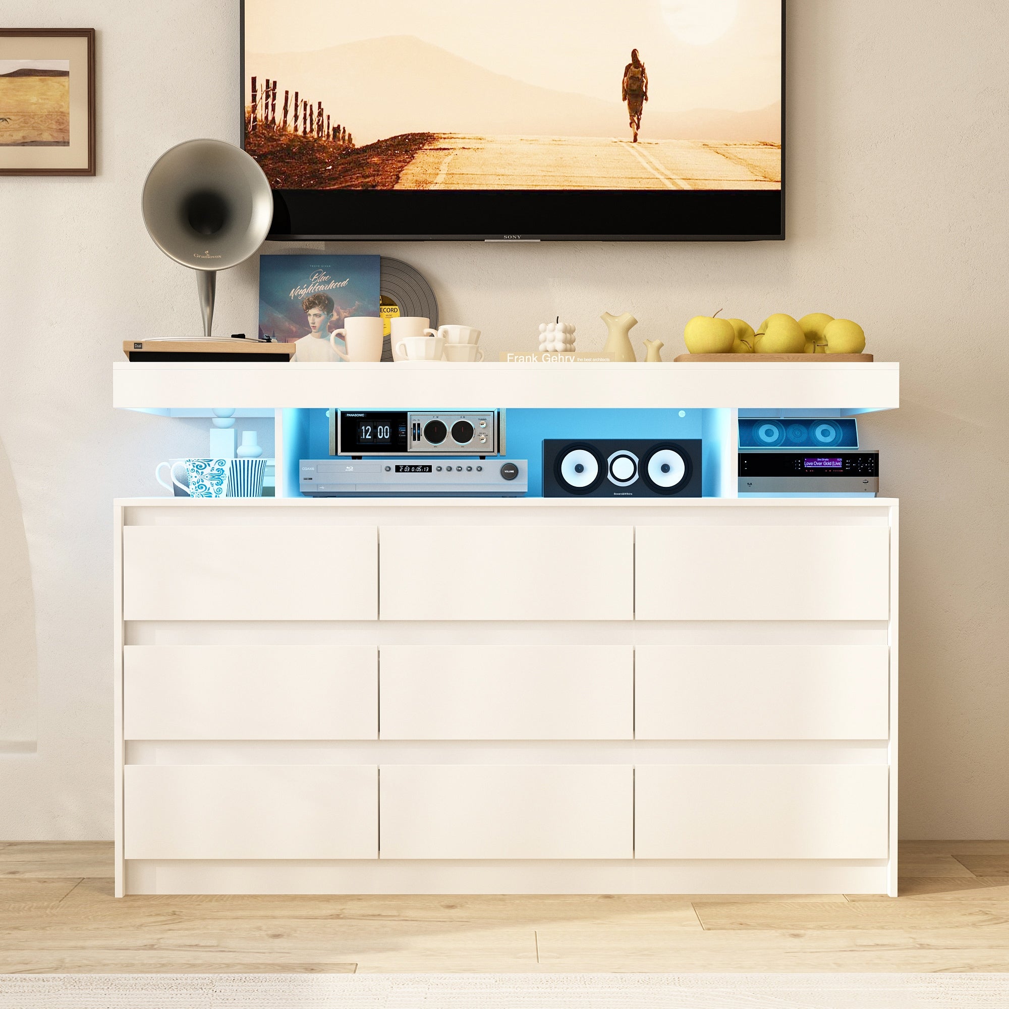 FUFU&GAGA Modern/Contemporary White Tv Cabinet Integrated Tv Mount (Accommodates TVs up to 48-in)