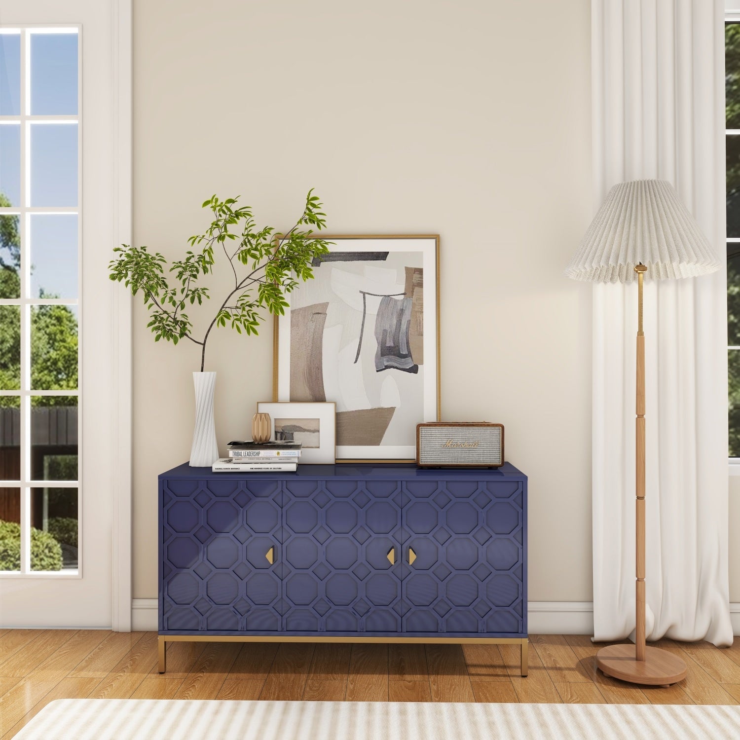 Mondawe 29.5 in. 3-Door Accent Cabinet, Blue