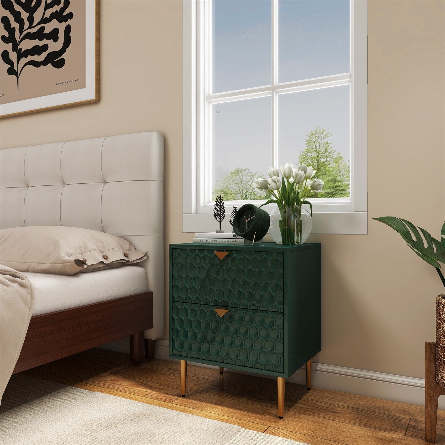 Mondawe 19.7 in. 2-Drawer Cabinet Chest, Green