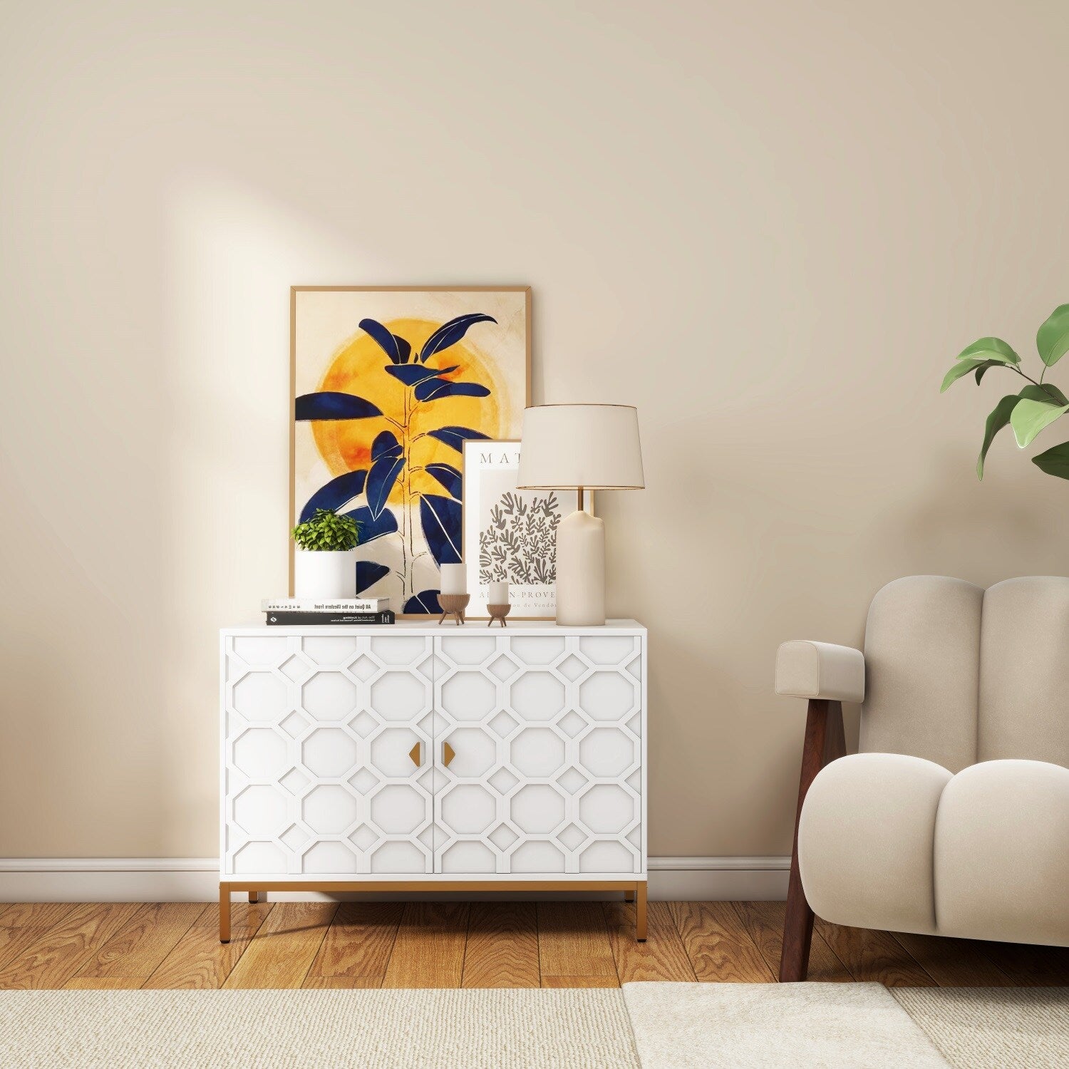 Mondawe 40 in. 2-Door Accent Cabinet Chests, White