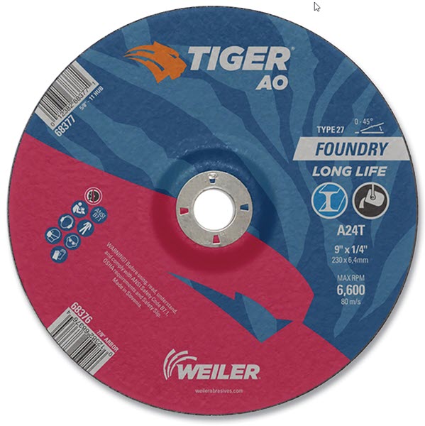 Weiler Tiger Grinding Wheel - 9" X 1/4" Type 27 68376