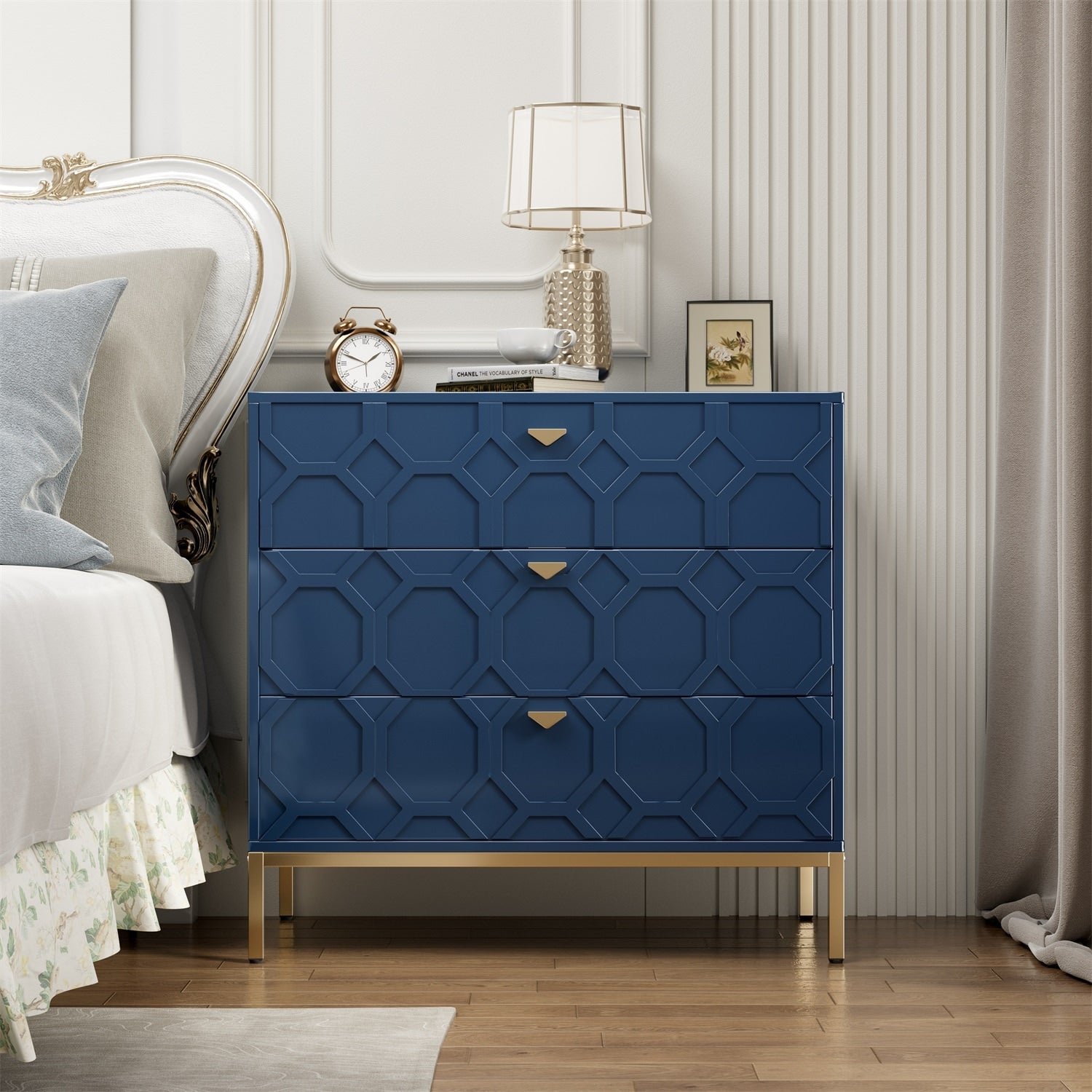 Mondawe 31.5 in. 3-Drawer Cabinet, Blue