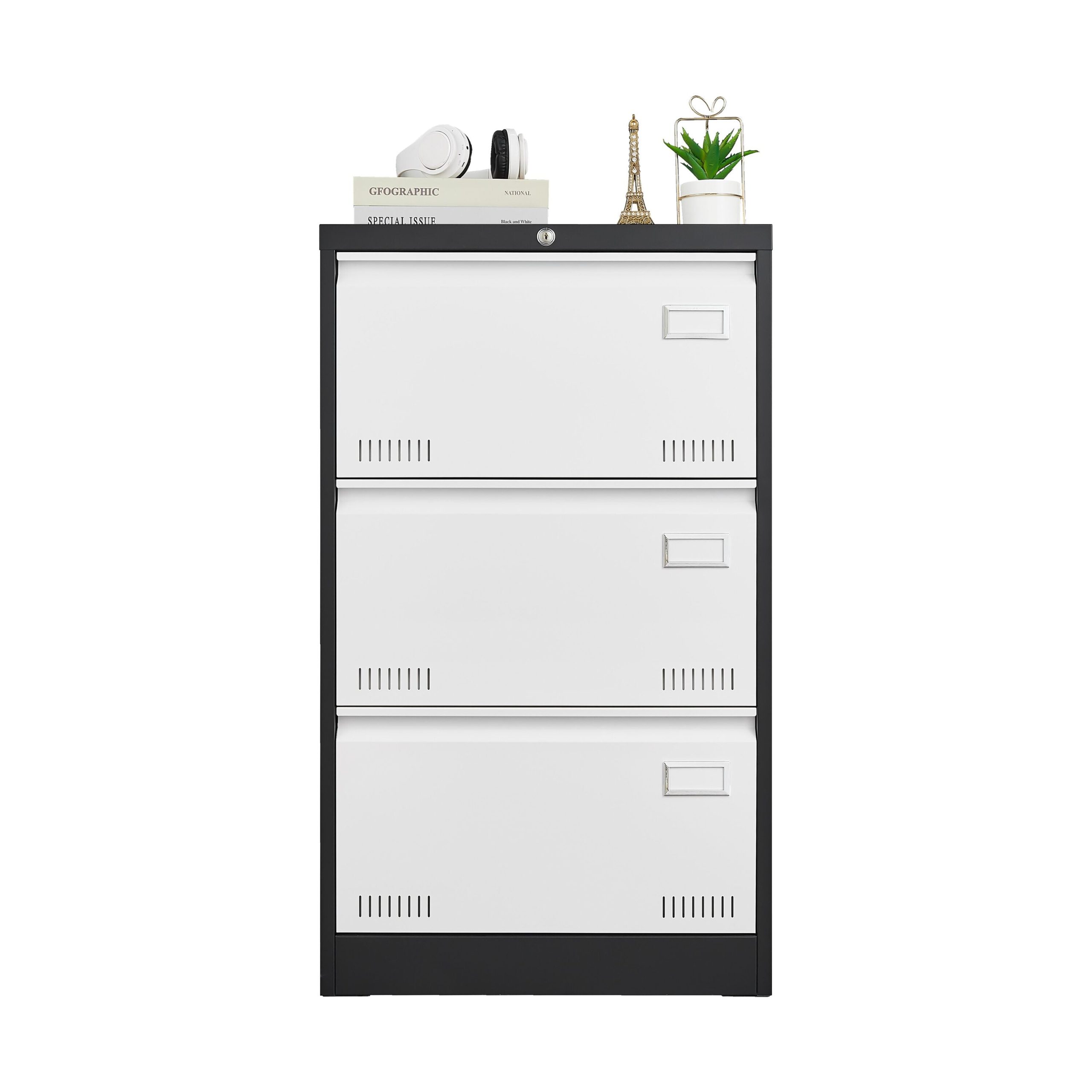 Maocao Hoom Black White 3-Drawer 23.62-in File Cabinet