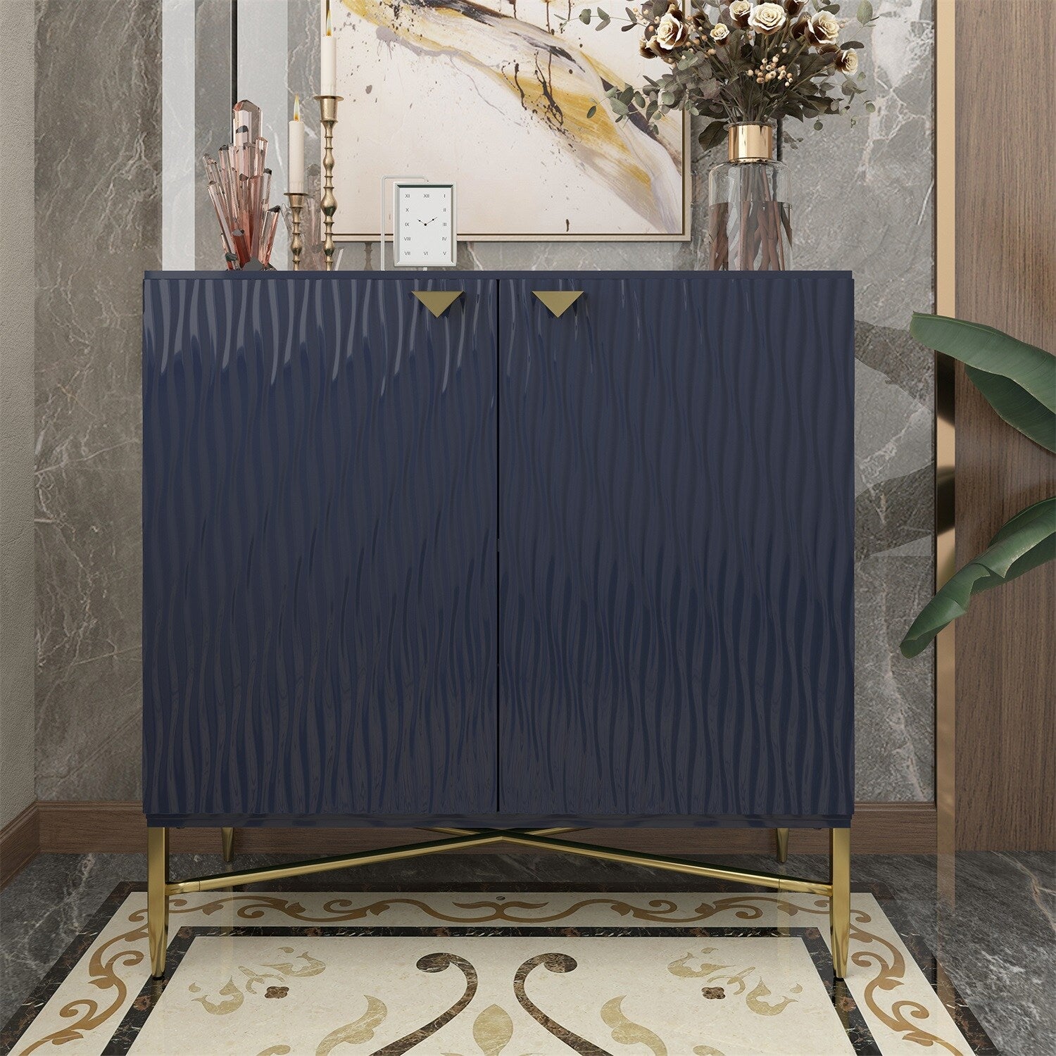 Mondawe 31.5 in. 2-Door Locker Accent Cabinet Chests, Blue