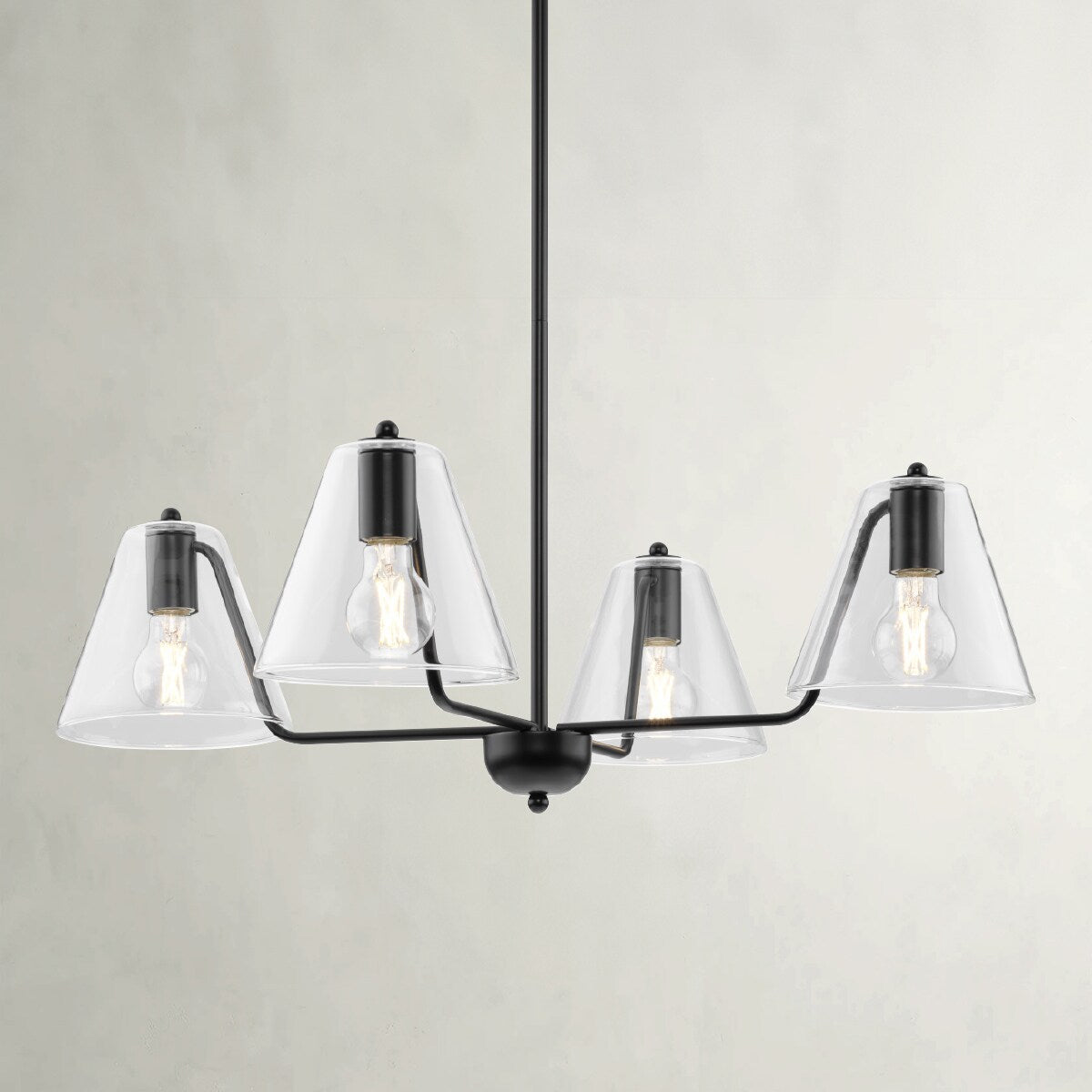 Progress Lighting Avec 4-Light Matte Black Modern/Contemporary Chandelier