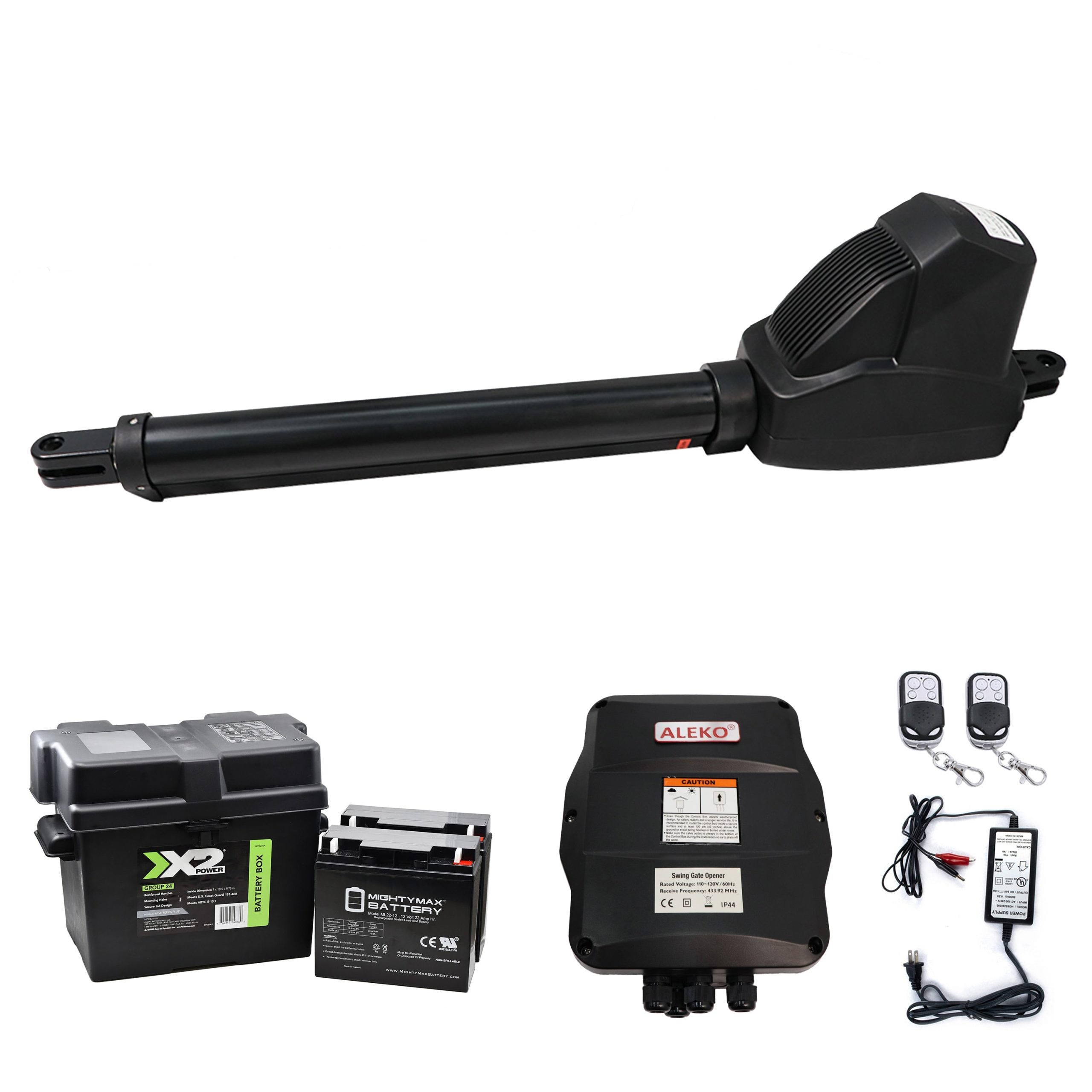 ALEKO 10-ft Single Swing Universal Battery Driveway Gate Opener Kit (Solar Compatible)