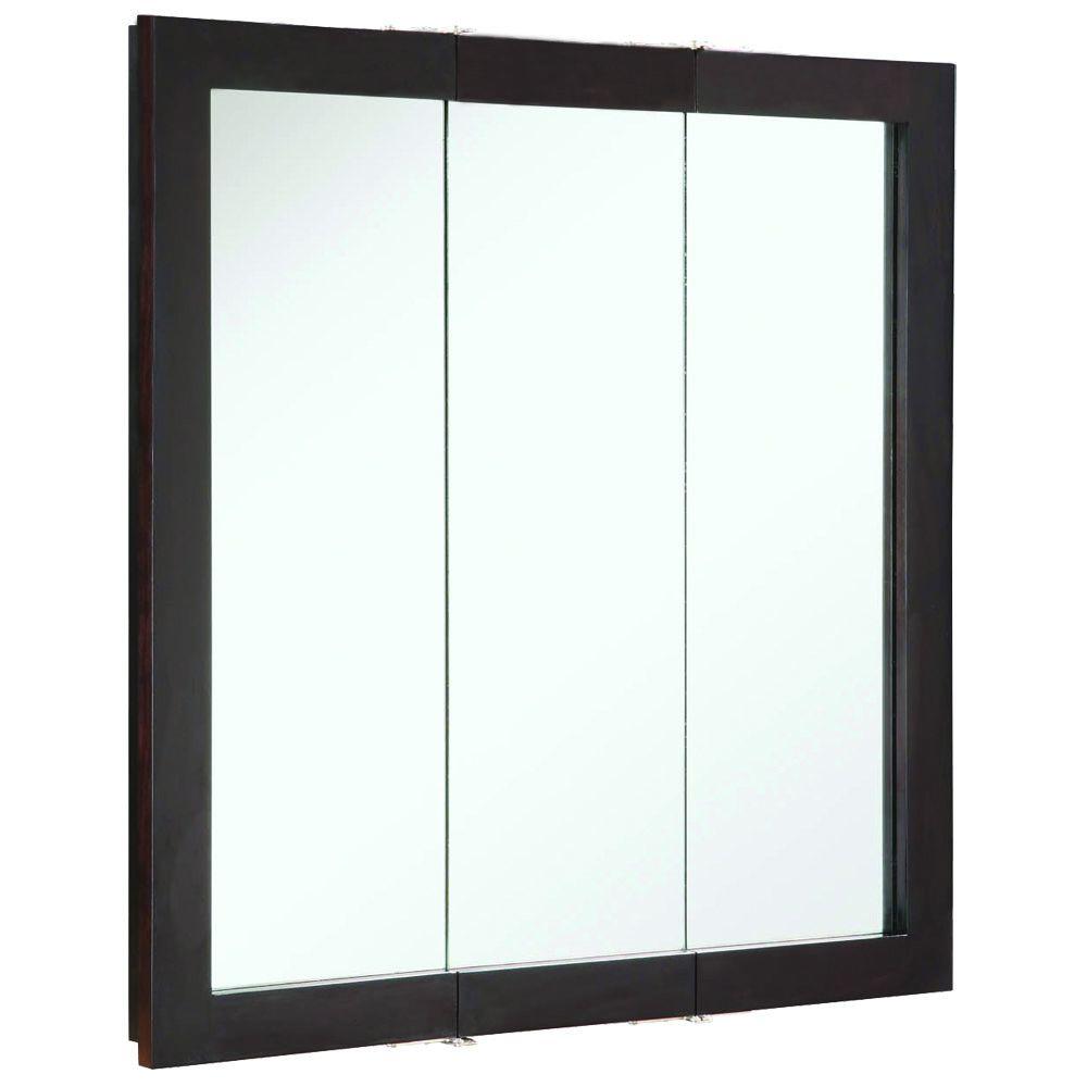 Ventura 30 in. W x 30 in. H x 6 in. D Framed Tri-View Surface-Mount Bathroom Medicine Cabinet in Espresso