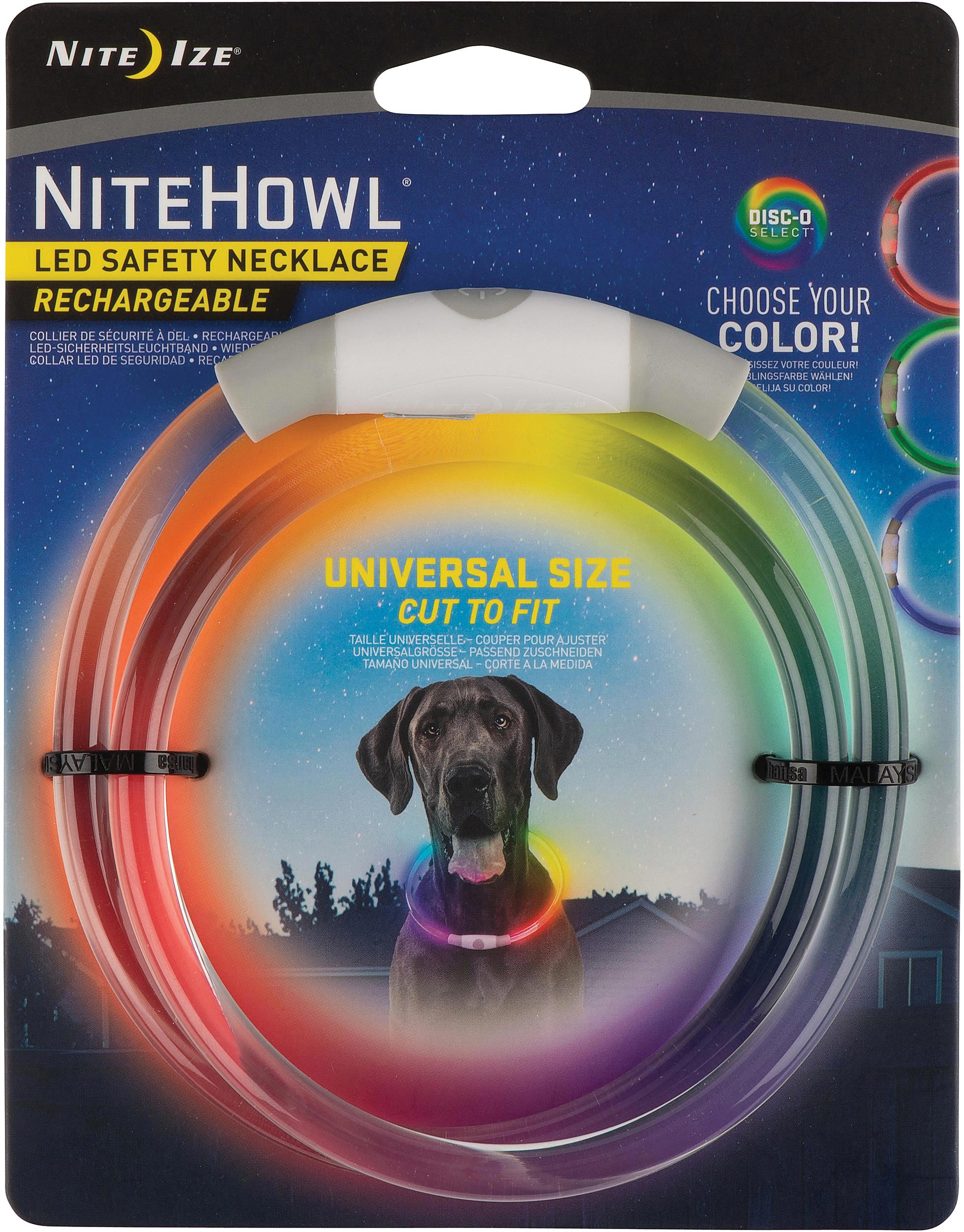 Nite Ize Nitehowl LED Safety Necklace & Disc-O Leashes for Nighttime Visibility, Durable Materials, Enhanced Security & Remote Light Up