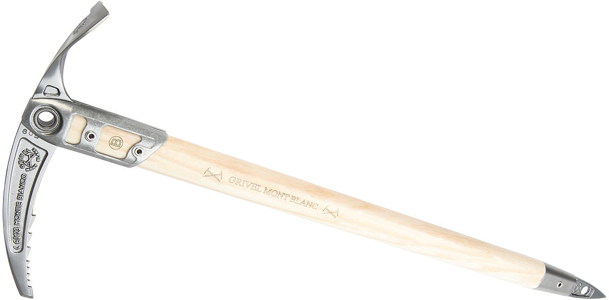 Grivel Monte Bianco Ice Axe - Classic Wooden Shaft, Forged Head, CE Certified for Alpines & Traditional Mountaineering, 65cm & 75cm