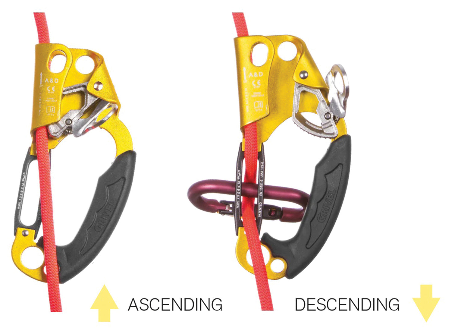 Grivel A&D Ascender Descender Series – Versatile Rope Climbing Safety Gear with Built-in Descender, Premium Engineering, and Advanced Performance