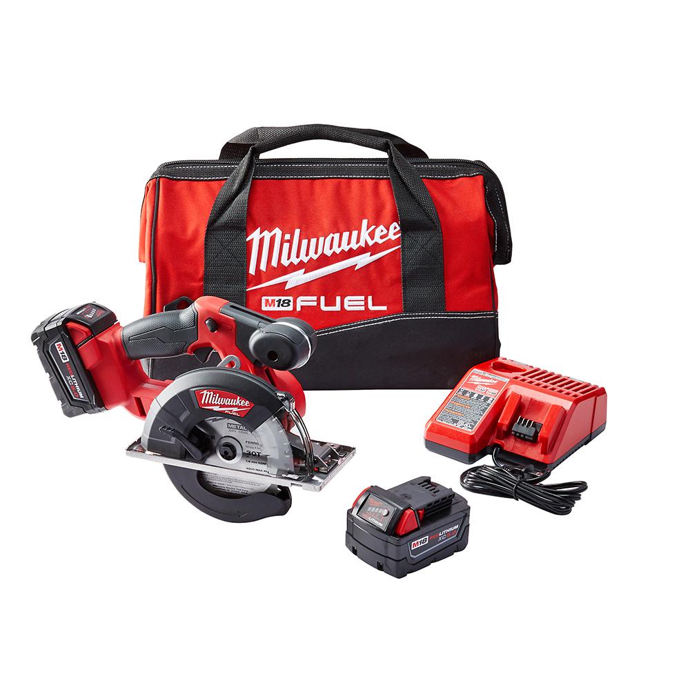 M18 FUEL 18-Volt Lithium-Ion Brushless Cordless Metal Cutting 5-3/8 in. Circular Saw Kit w/ (2) 5.0Ah Batteries, Charger
