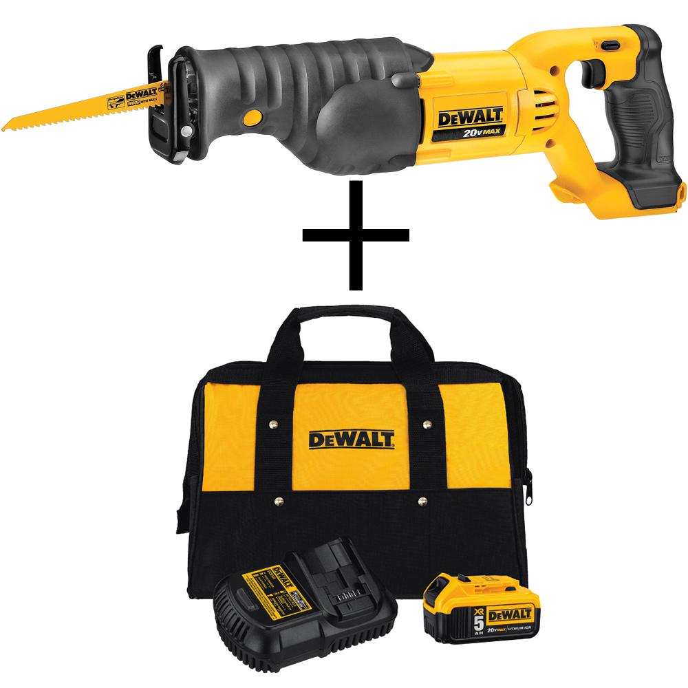 20-Volt Max Lithium-Ion Cordless Reciprocating Saw with Bonus 5.0 Ah Battery Starter Kit