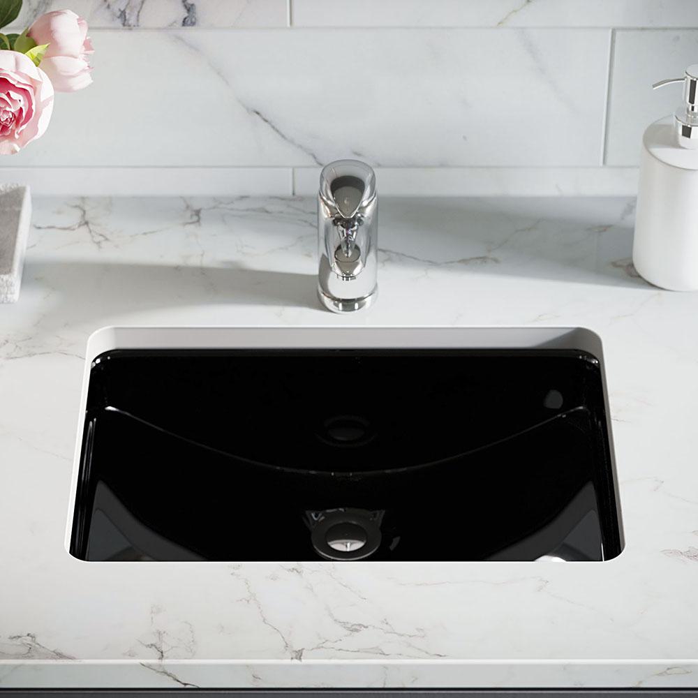 MR Direct 20-3/4 in. Undermount Bathroom Sink in Black with Gray SinkLink and Pop-Up Drain in Chrome