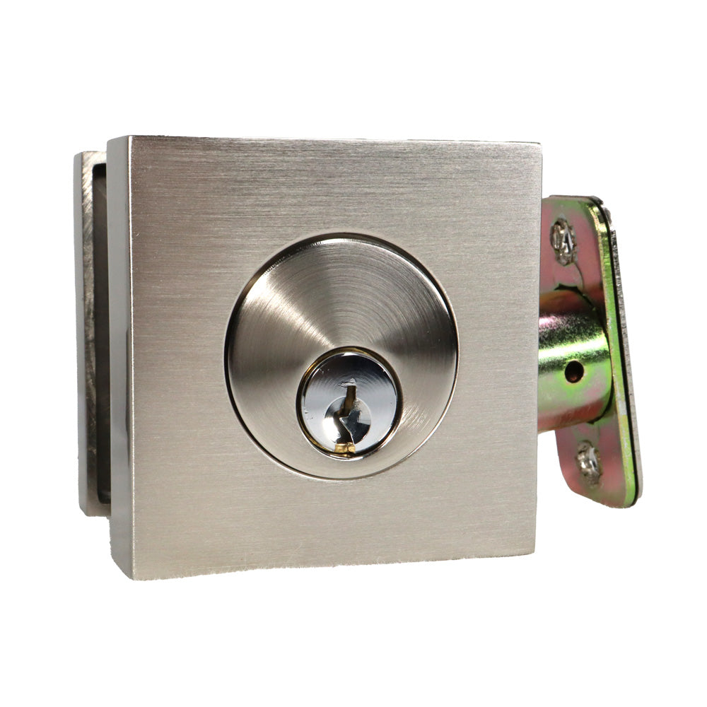 Emtek 8469US15.RLS Square Single Cylinder Deadbolt with Radius Latch Strike Satin Nickel Finish