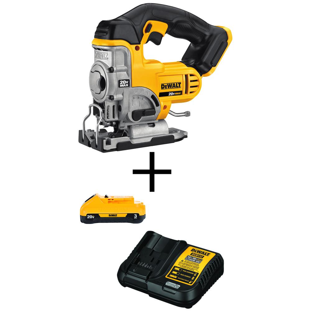 20-Volt MAX Lithium-Ion Cordless Jig Saw (Tool-Only) with 20-Volt MAX 3.0Ah Battery and Charger