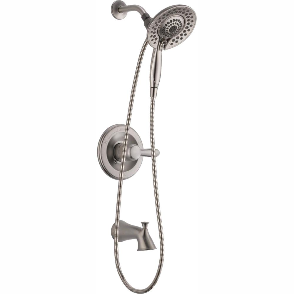 Lahara In2ition 2-in-1 Single-Handle 5-Spray Tub and Shower Faucet in Brushed Nickel